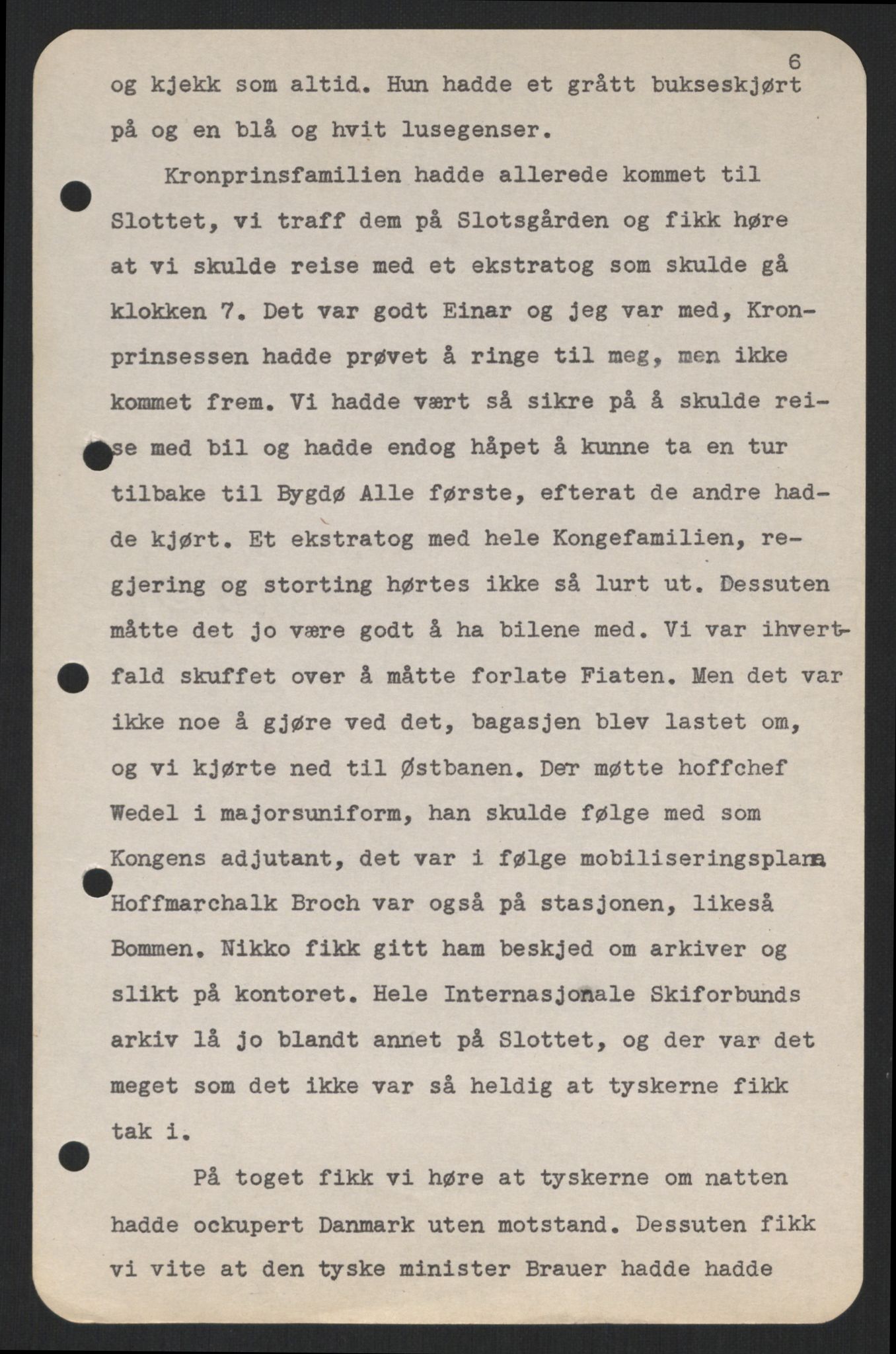 Østgaard, Nikolai Ramm og Ragni, RA/PA-1951/E/Ea/L0001/0004: Kongefamilien under 2. verdenskrig / Ragni Østgaards beretning om 2. verdenskrig og kongefamiliens flukt i april 1940, særlig om kronprinsesse Märtha og barna, 1940-1945