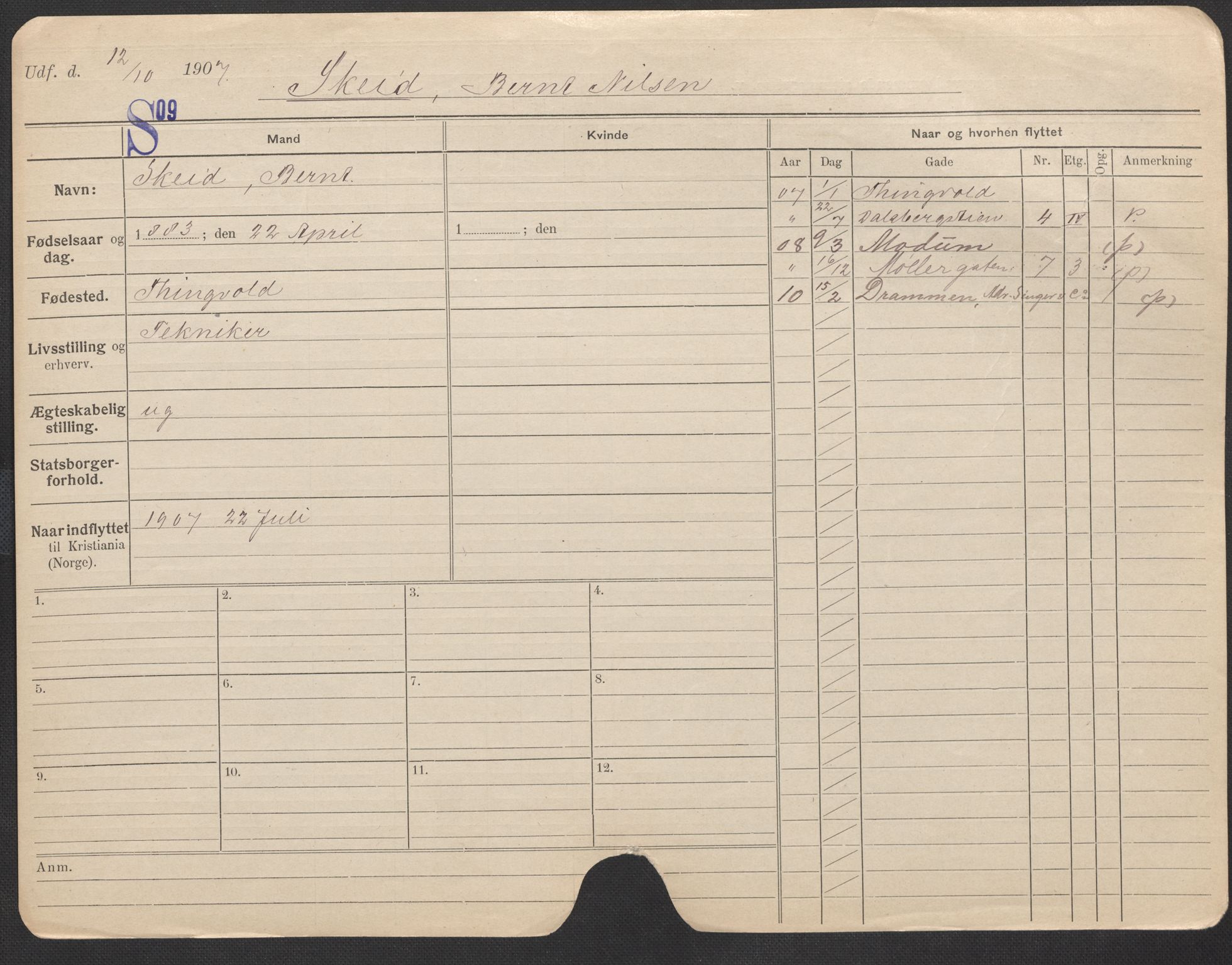 Oslo folkeregister, Registerkort, SAO/A-11715/F/Fa/Fac/L0010: Menn, 1906-1914, s. 125a