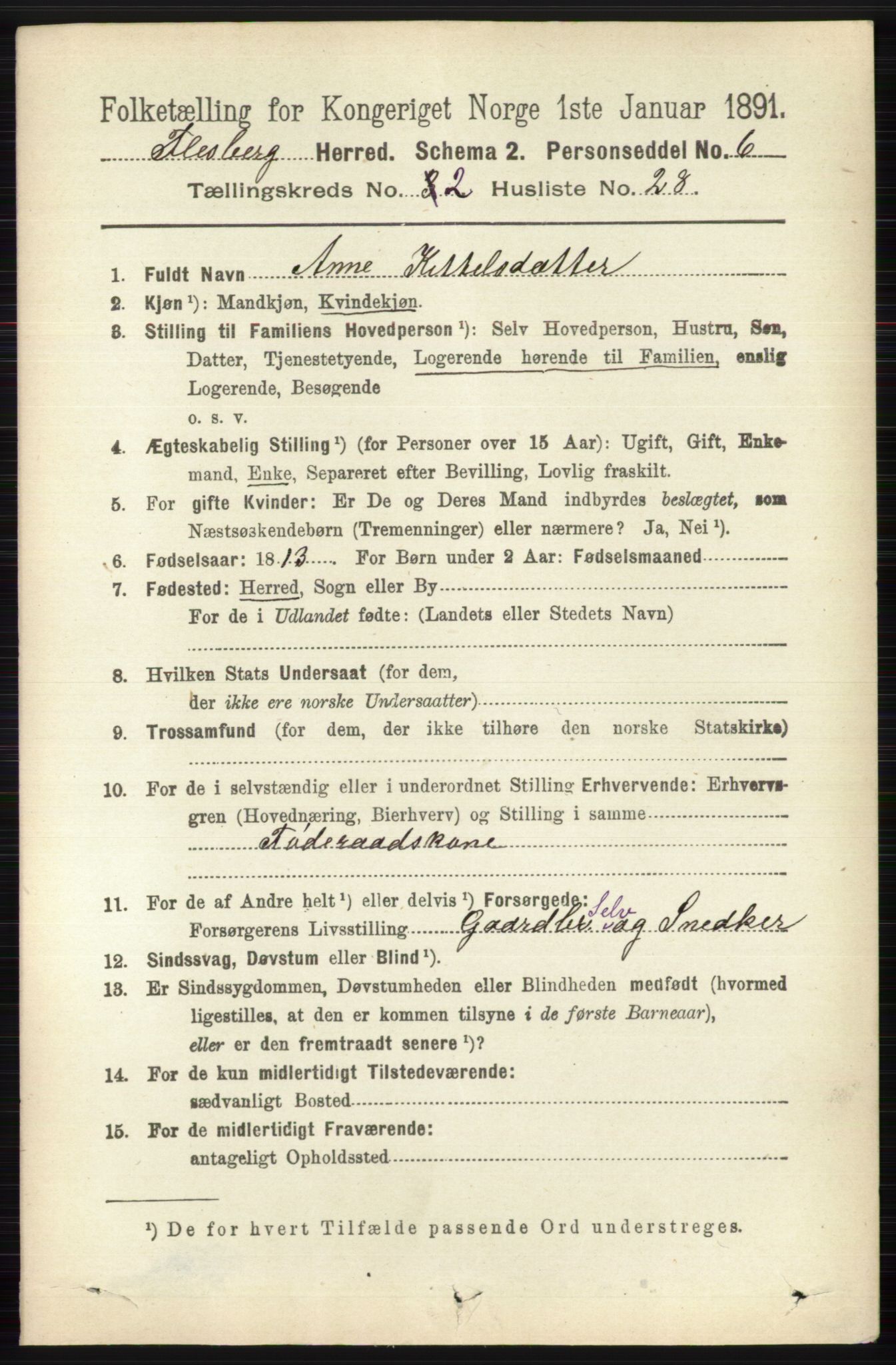 RA, Folketelling 1891 for 0631 Flesberg herred, 1891, s. 391