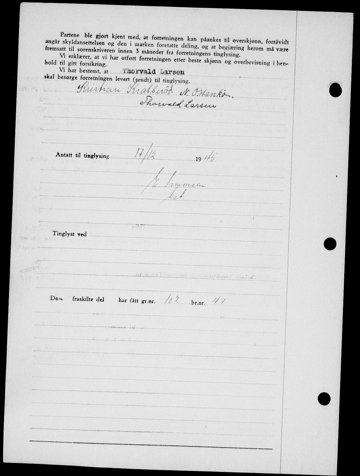 Onsøy sorenskriveri, SAO/A-10474/G/Ga/Gab/L0015: Pantebok nr. II A-15, 1945-1946, Dagboknr: 1687/1945