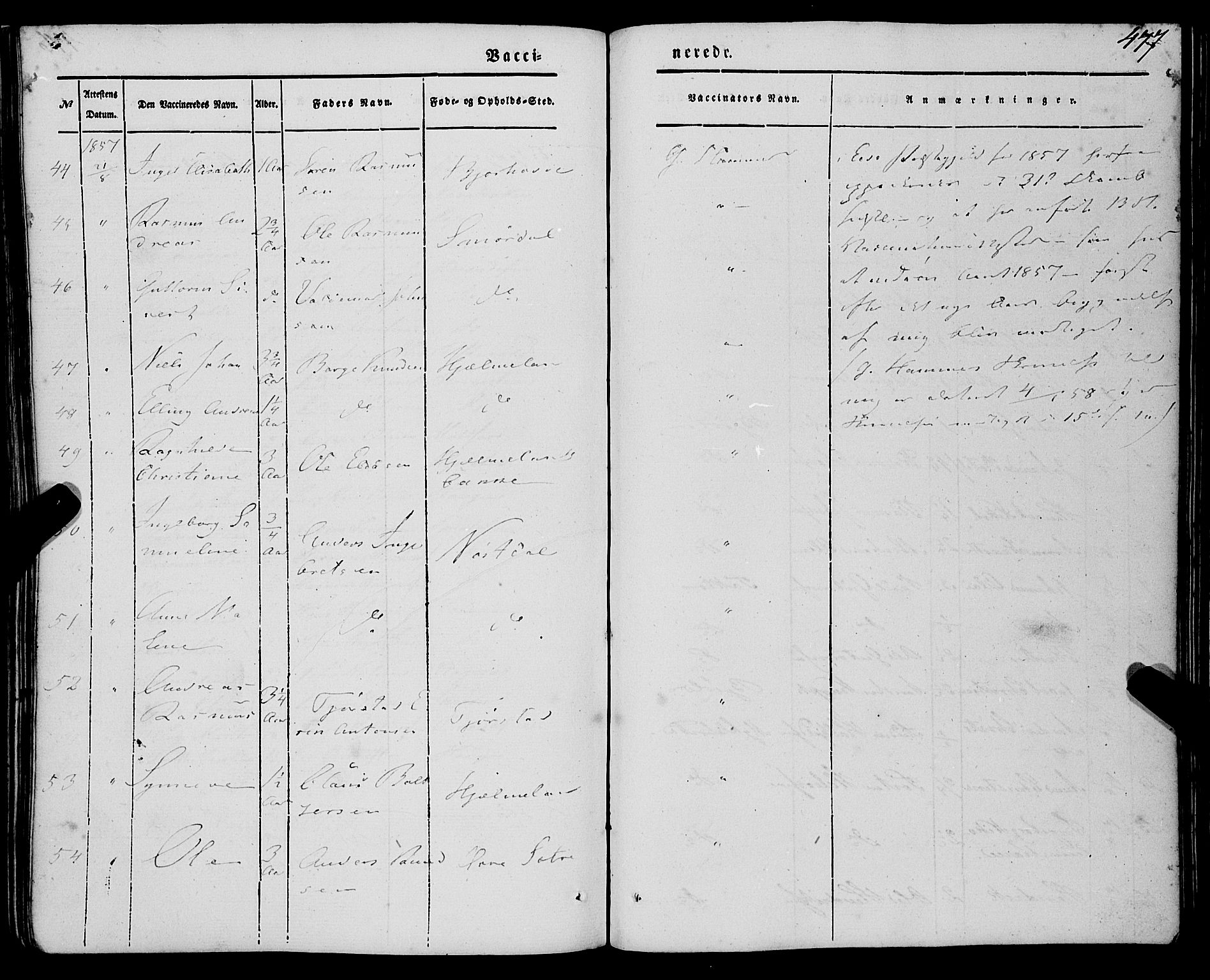 Eid sokneprestembete, AV/SAB-A-82301/H/Haa/Haaa/L0007: Ministerialbok nr. A 7, 1844-1858, s. 477