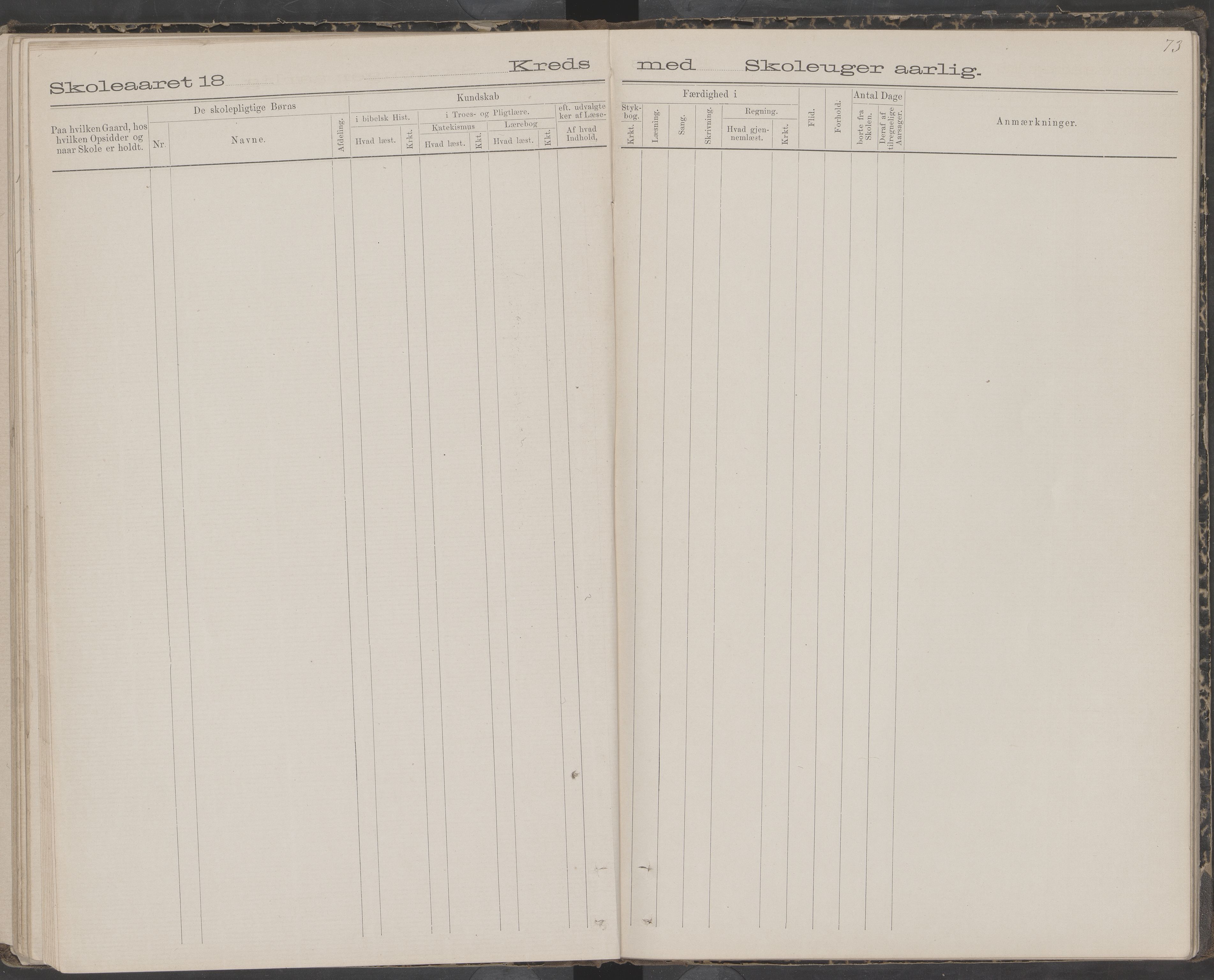 Dønna kommune. Snekkevik skolekrets, AIN/K-18270.510.07/442/L0002: Skoleprotokoll, 1888-1893