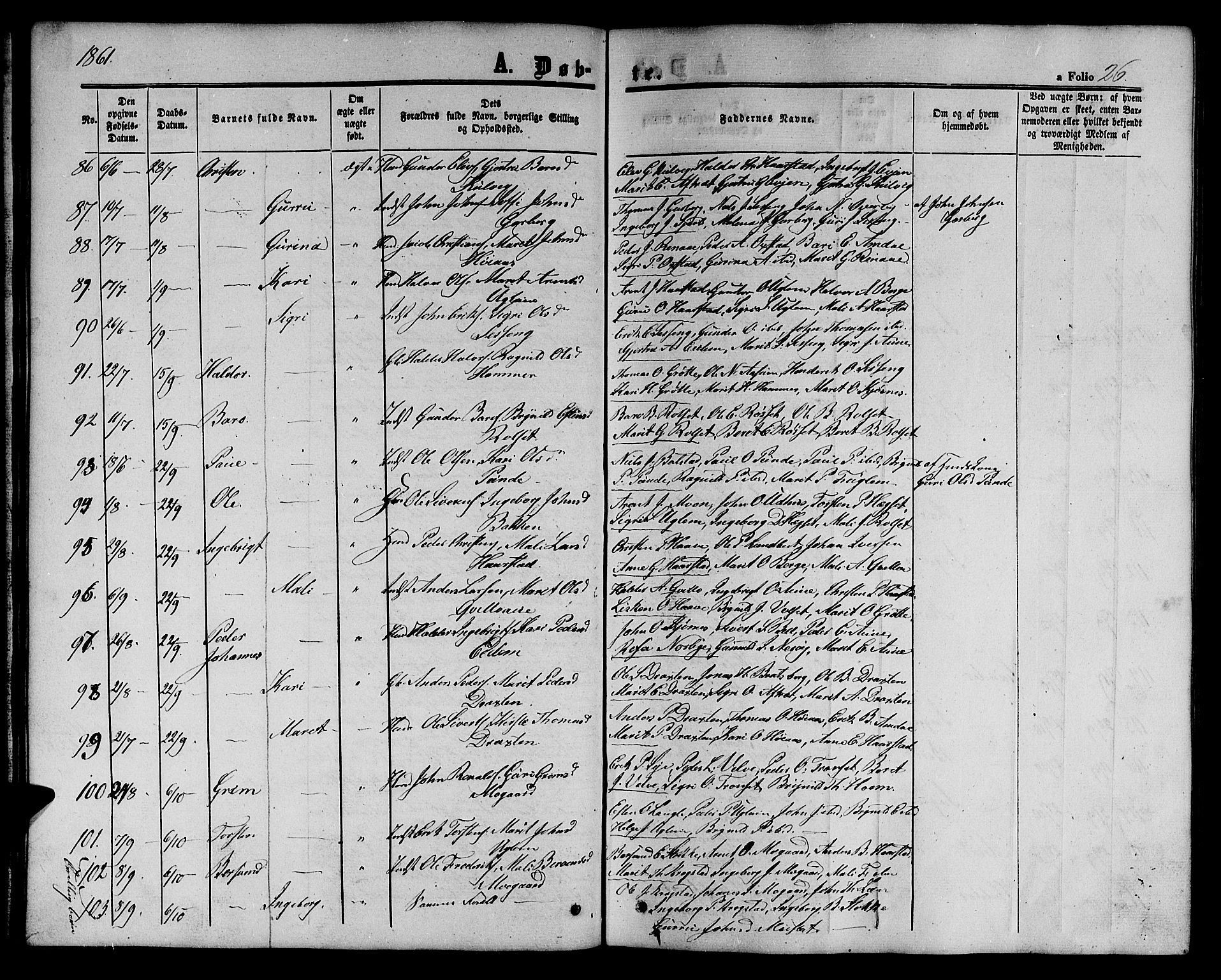Ministerialprotokoller, klokkerbøker og fødselsregistre - Sør-Trøndelag, AV/SAT-A-1456/695/L1155: Klokkerbok nr. 695C06, 1859-1868, s. 26