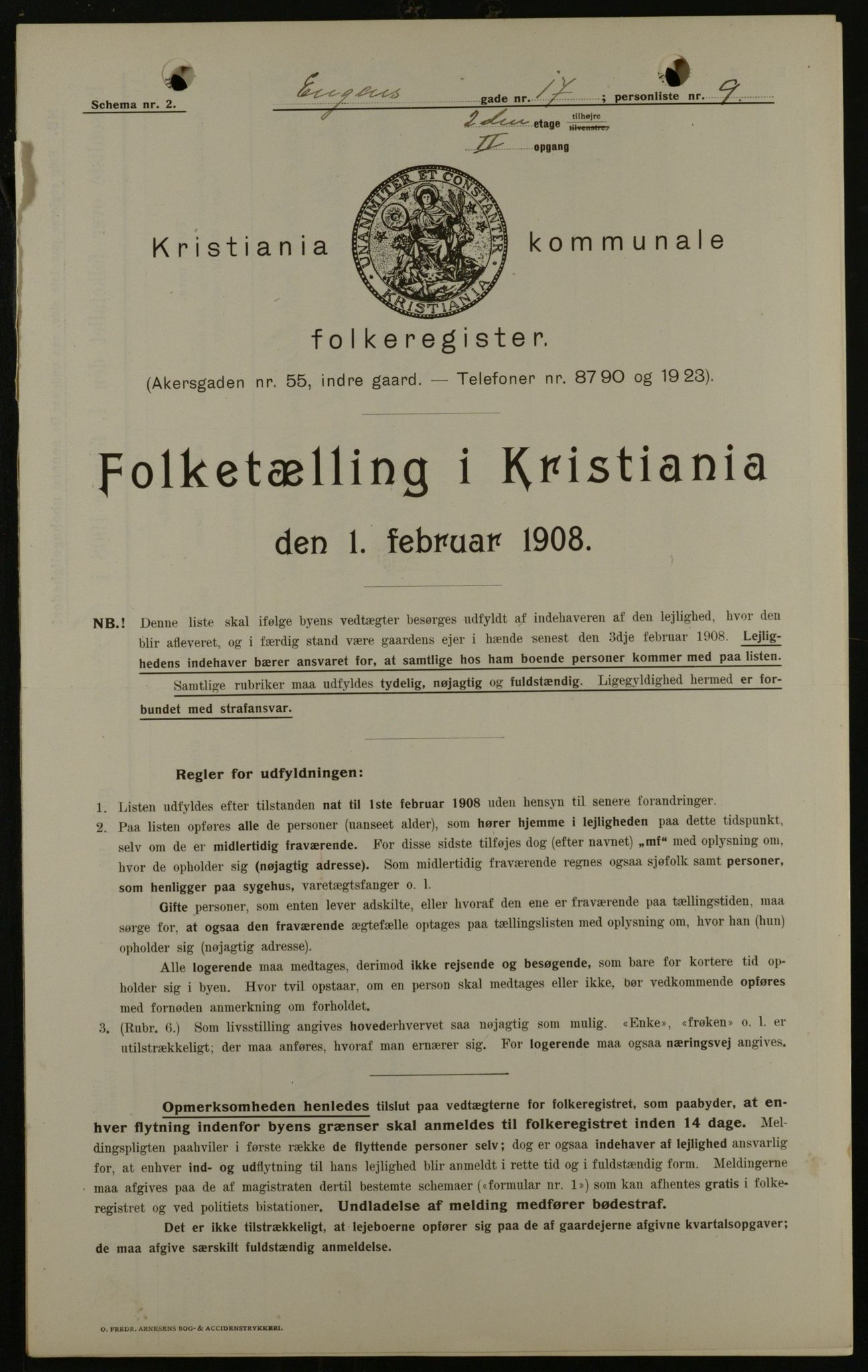 OBA, Kommunal folketelling 1.2.1908 for Kristiania kjøpstad, 1908, s. 19943