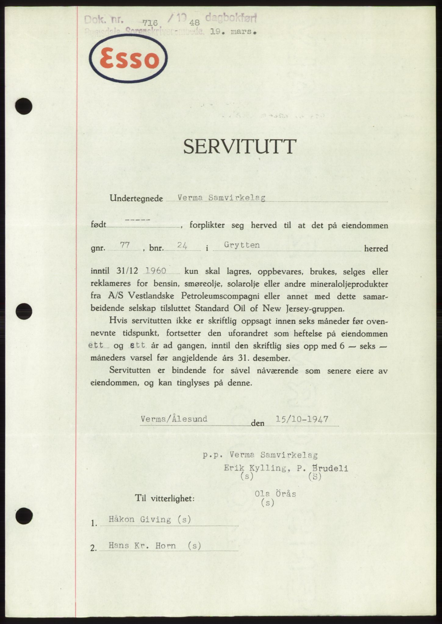 Romsdal sorenskriveri, SAT/A-4149/1/2/2C: Pantebok nr. B3, 1946-1948, Dagboknr: 716/1948