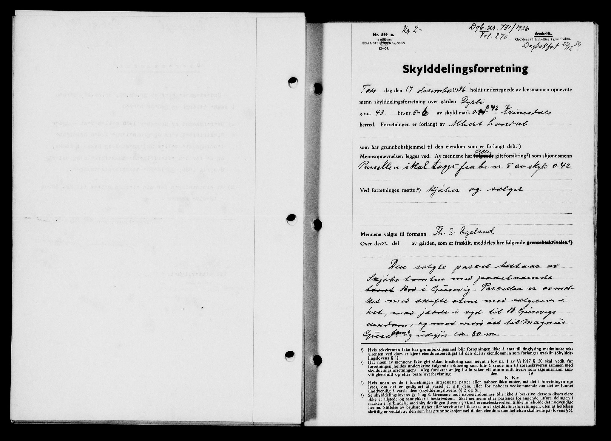 Flekkefjord sorenskriveri, SAK/1221-0001/G/Gb/Gba/L0053: Pantebok nr. A-1, 1936-1937, Dagboknr: 731/1936