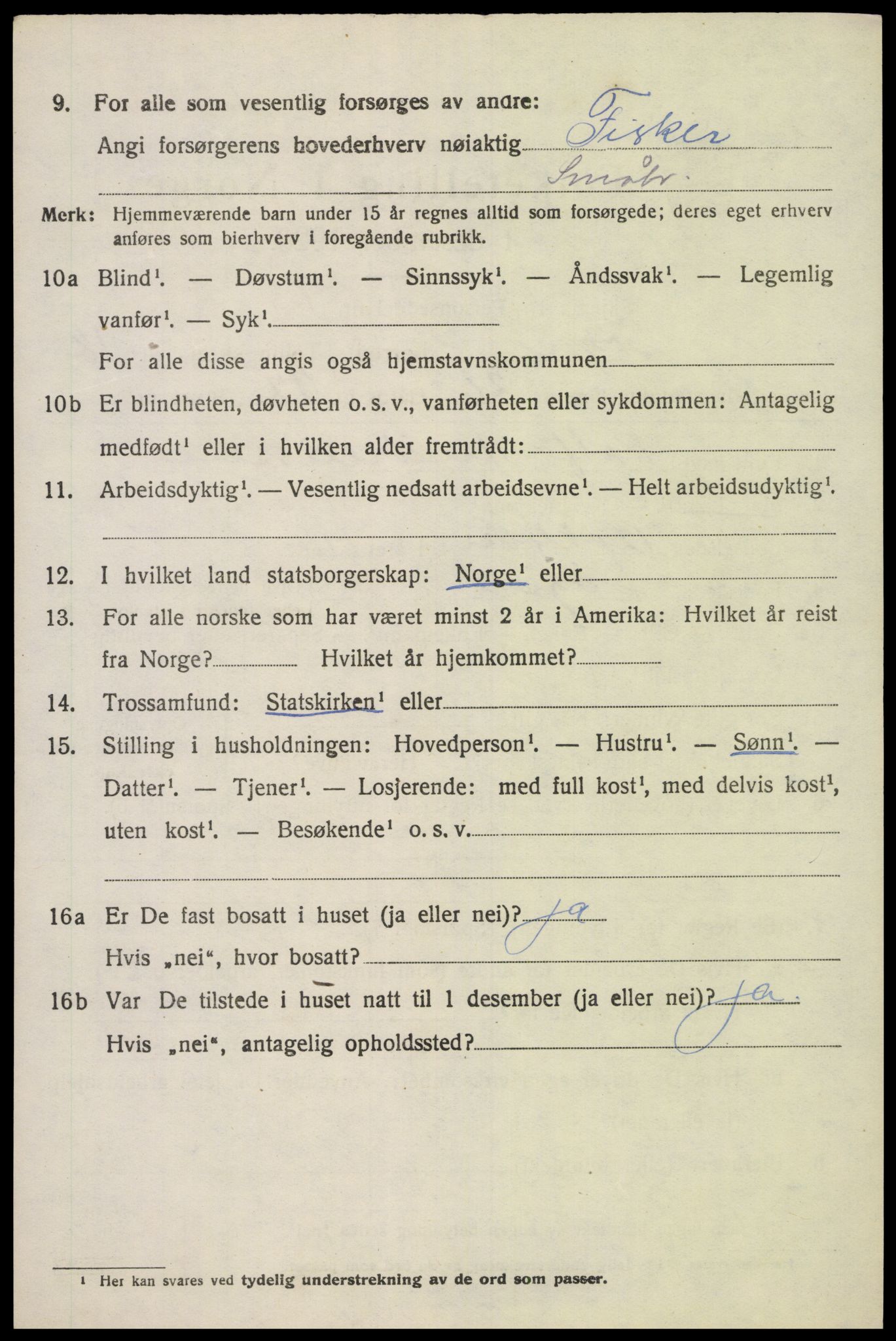 SAK, Folketelling 1920 for 1018 Søgne herred, 1920, s. 6190