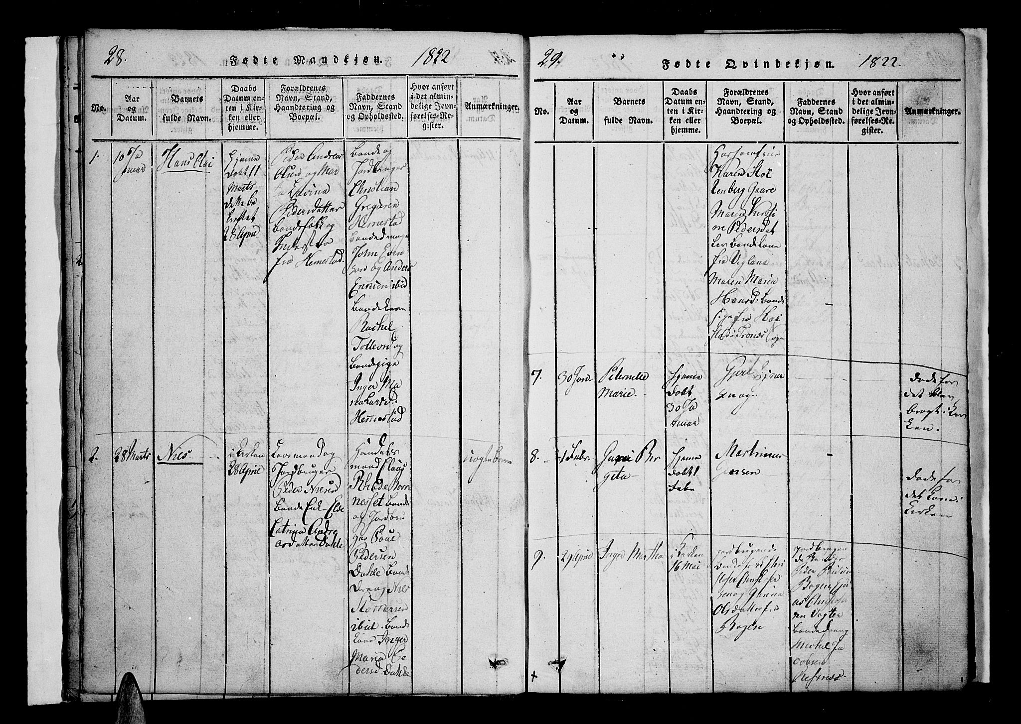 Kvæfjord sokneprestkontor, AV/SATØ-S-1323/G/Ga/Gaa/L0002kirke: Ministerialbok nr. 2, 1821-1830, s. 28-29