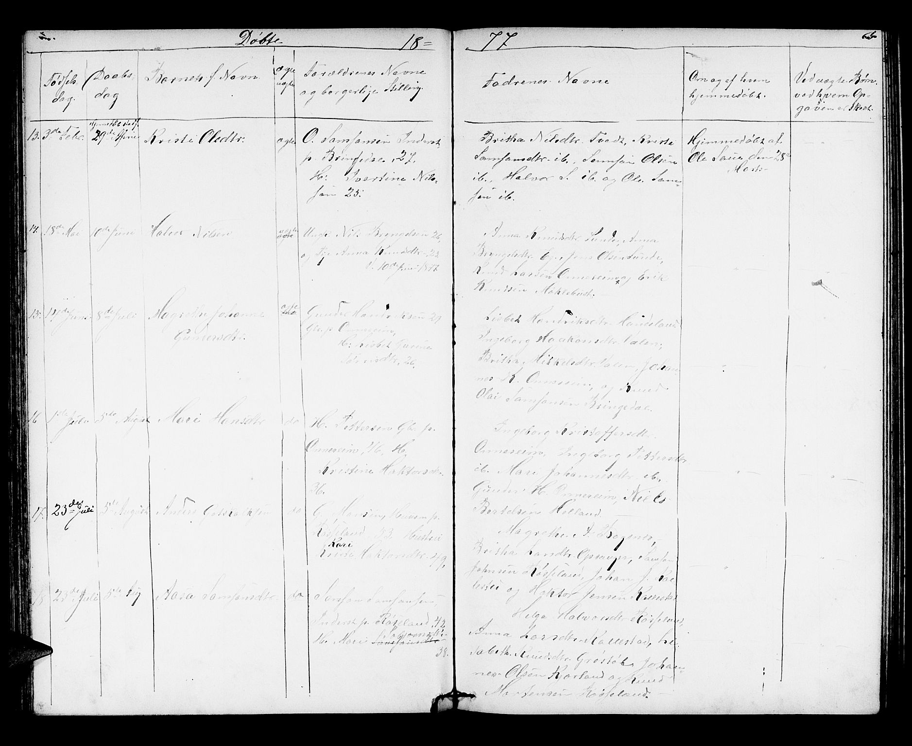 Husnes Sokneprestembete, AV/SAB-A-75901/H/Hab: Klokkerbok nr. A 1, 1856-1880, s. 65