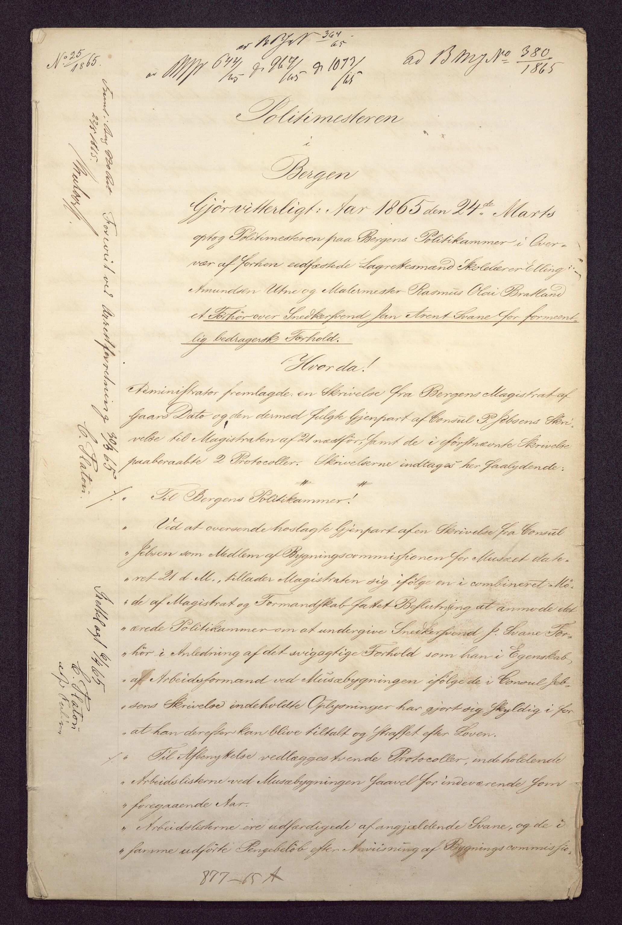 Bergen Magistrat, BBA/A-0651/D/L0287: Journalsaker. Jnr. 451 - 600., s. 61