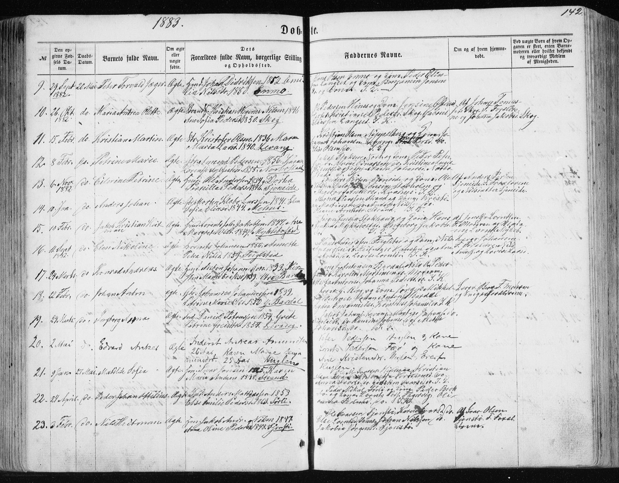 Ministerialprotokoller, klokkerbøker og fødselsregistre - Nordland, AV/SAT-A-1459/838/L0556: Klokkerbok nr. 838C03, 1861-1893, s. 142