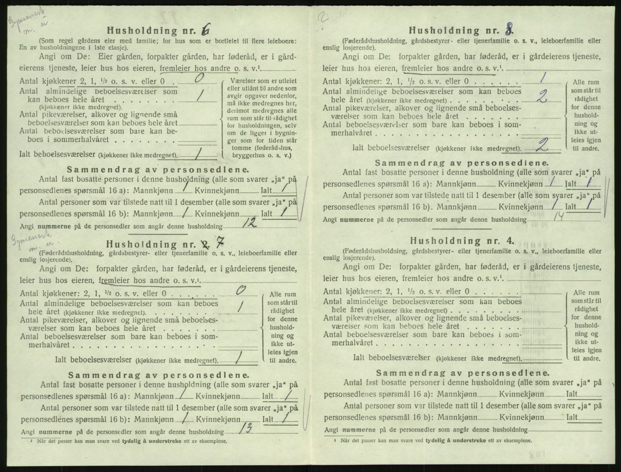 SAK, Folketelling 1920 for 0936 Hornnes herred, 1920, s. 304