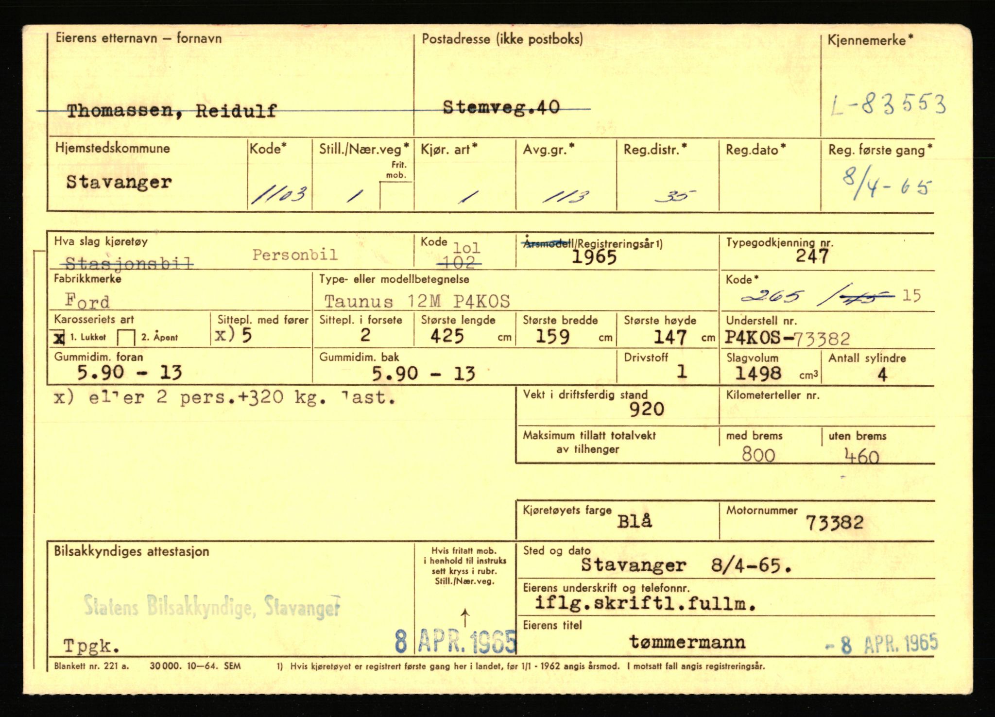 Stavanger trafikkstasjon, AV/SAST-A-101942/0/F/L0072: L-82200 - L-84099, 1930-1971, s. 1619