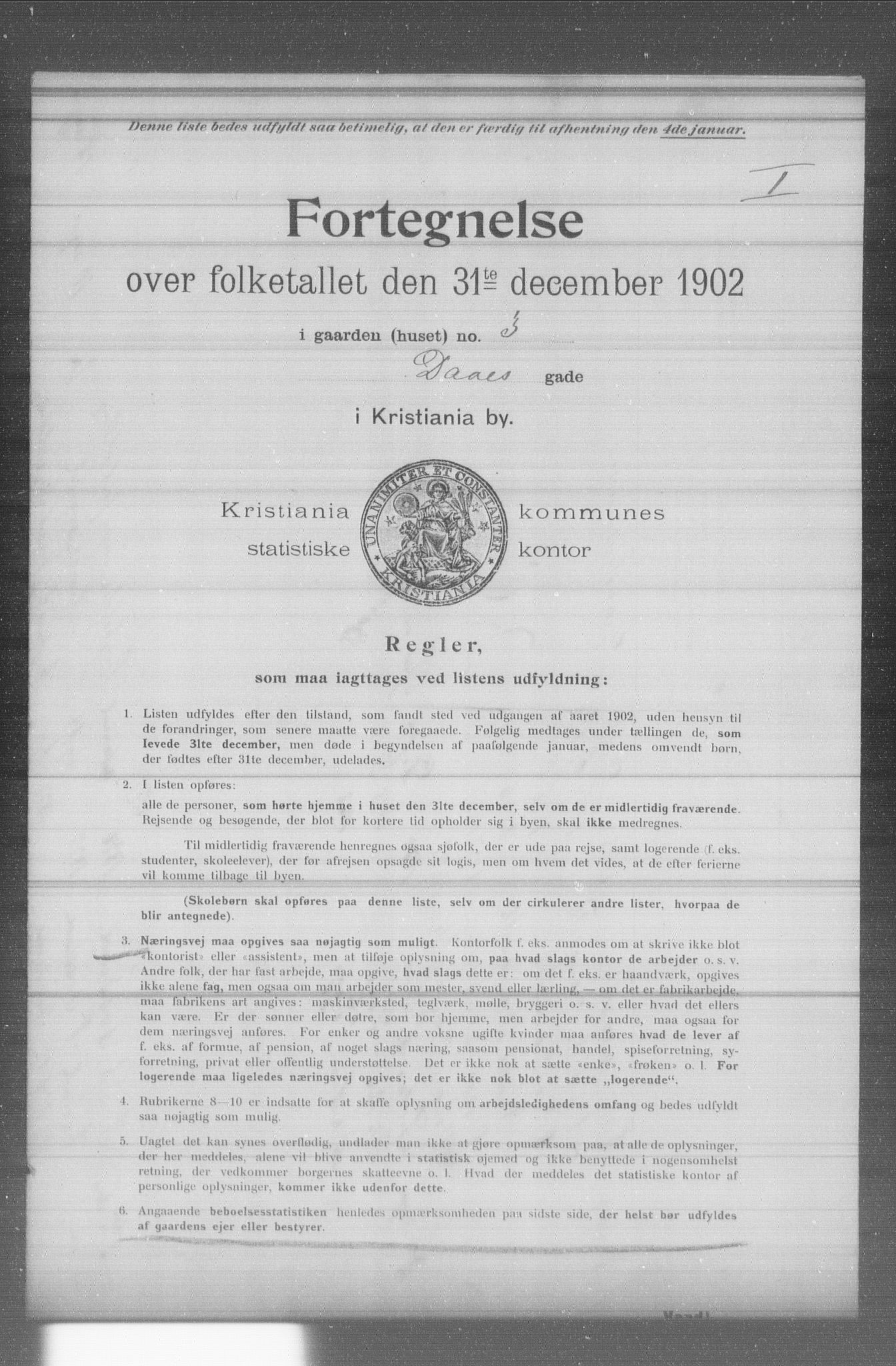 OBA, Kommunal folketelling 31.12.1902 for Kristiania kjøpstad, 1902, s. 3423