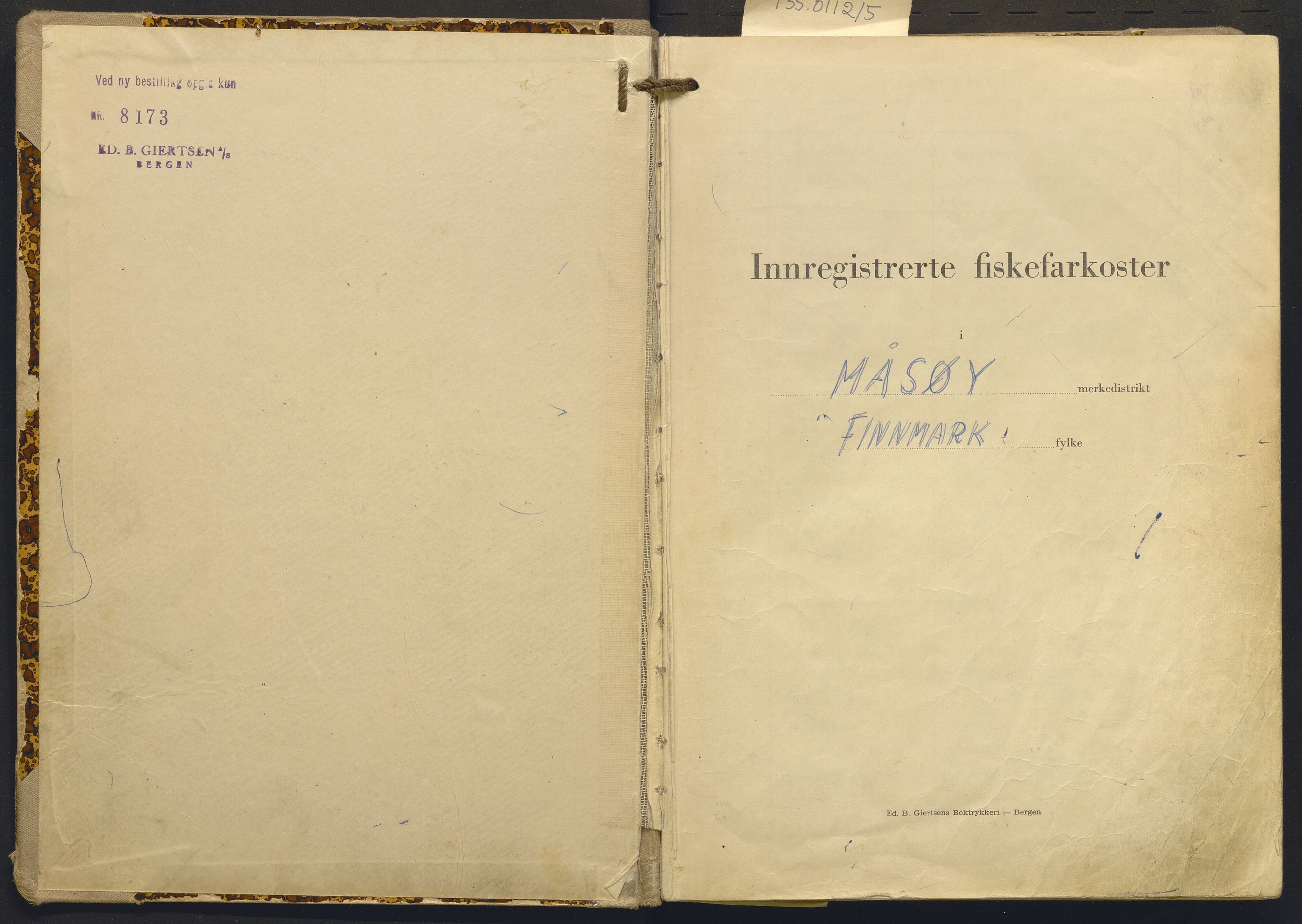 Fiskeridirektoratet - 1 Adm. ledelse - 13 Båtkontoret, AV/SAB-A-2003/I/Ia/Ia.a/L0039: 135.0112/5 Merkeprotokoll - Måsøy, 1960-1965