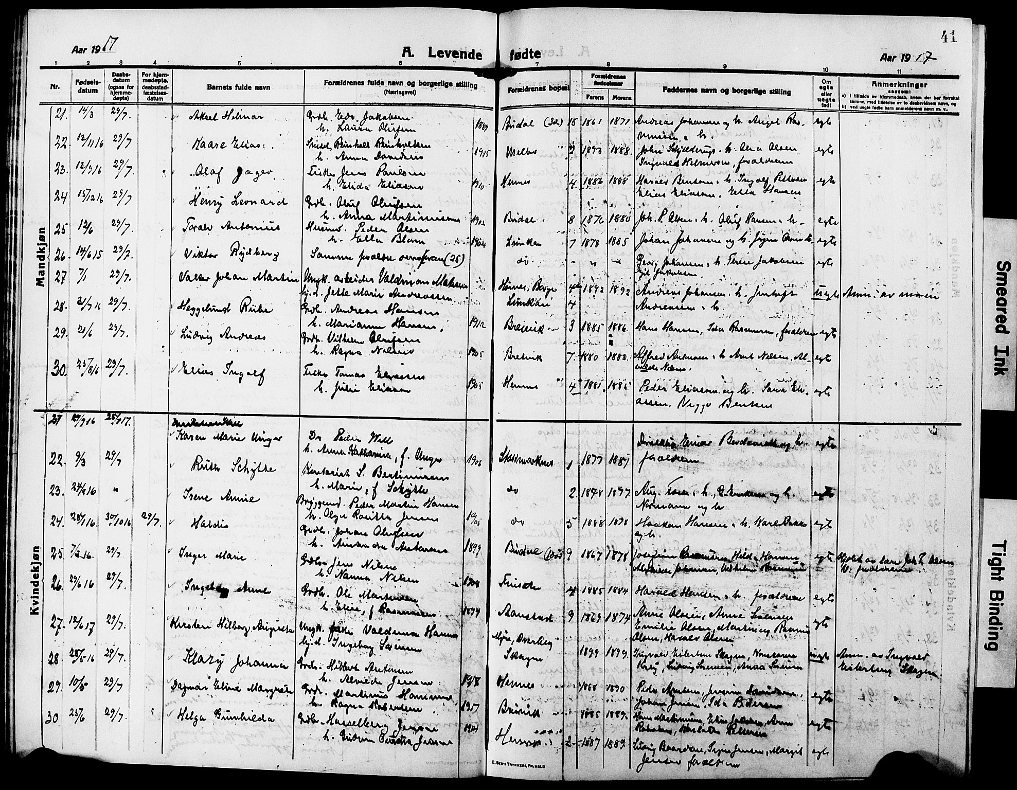 Ministerialprotokoller, klokkerbøker og fødselsregistre - Nordland, AV/SAT-A-1459/888/L1269: Klokkerbok nr. 888C07, 1913-1927, s. 41