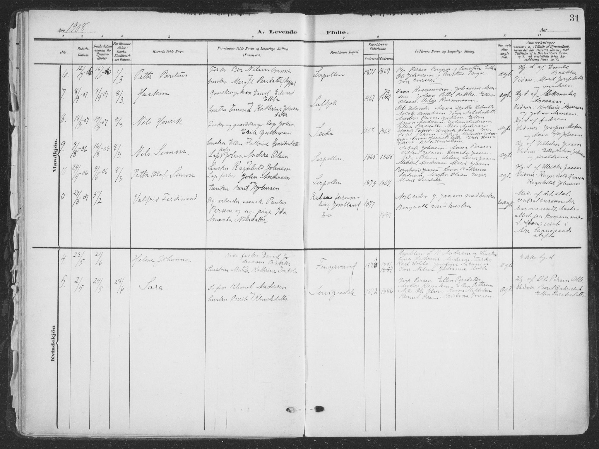 Tana sokneprestkontor, AV/SATØ-S-1334/H/Ha/L0007kirke: Ministerialbok nr. 7, 1904-1918, s. 31