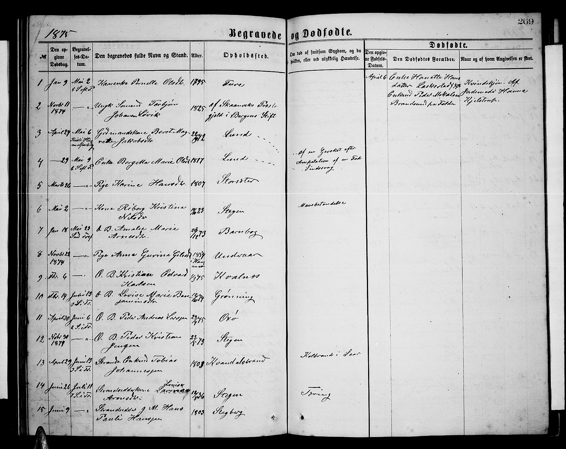 Ministerialprotokoller, klokkerbøker og fødselsregistre - Nordland, AV/SAT-A-1459/855/L0815: Klokkerbok nr. 855C04, 1865-1878, s. 269