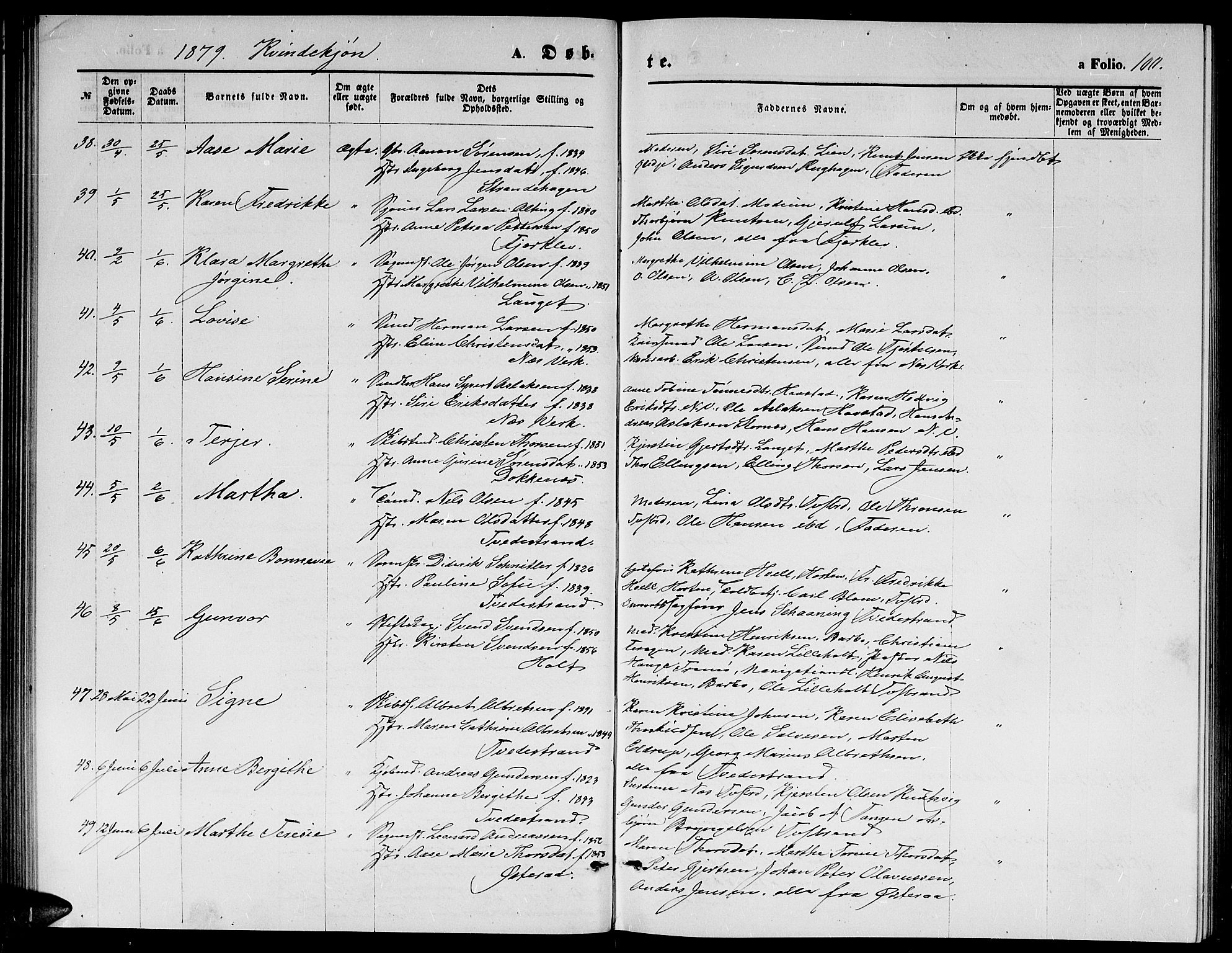 Holt sokneprestkontor, AV/SAK-1111-0021/F/Fb/L0009: Klokkerbok nr. B 9, 1871-1883, s. 100