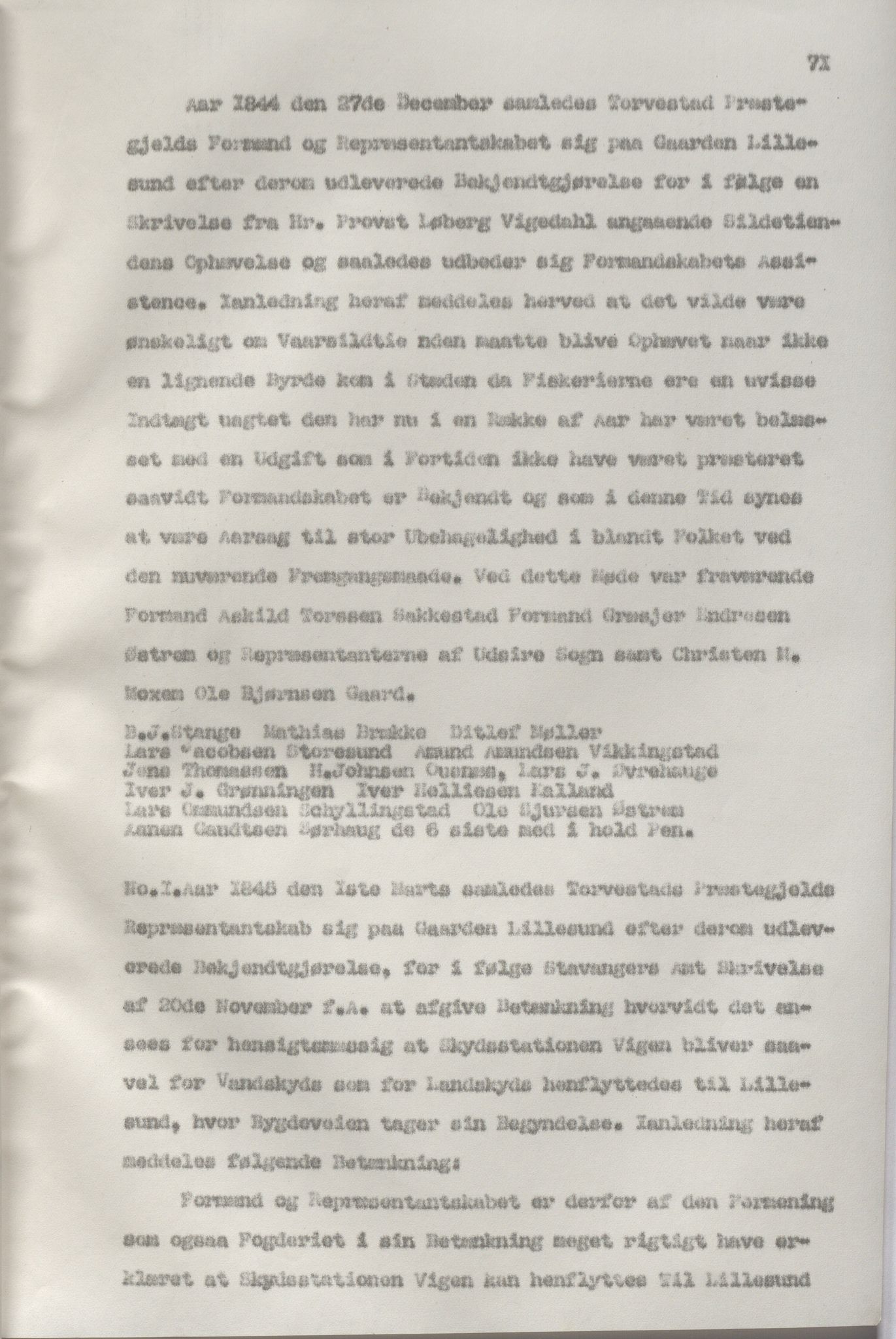 Torvastad kommune - Formannskapet, IKAR/K-101331/A/L0002: Avskrift av forhandlingsprotokoll, 1837-1855, s. 71