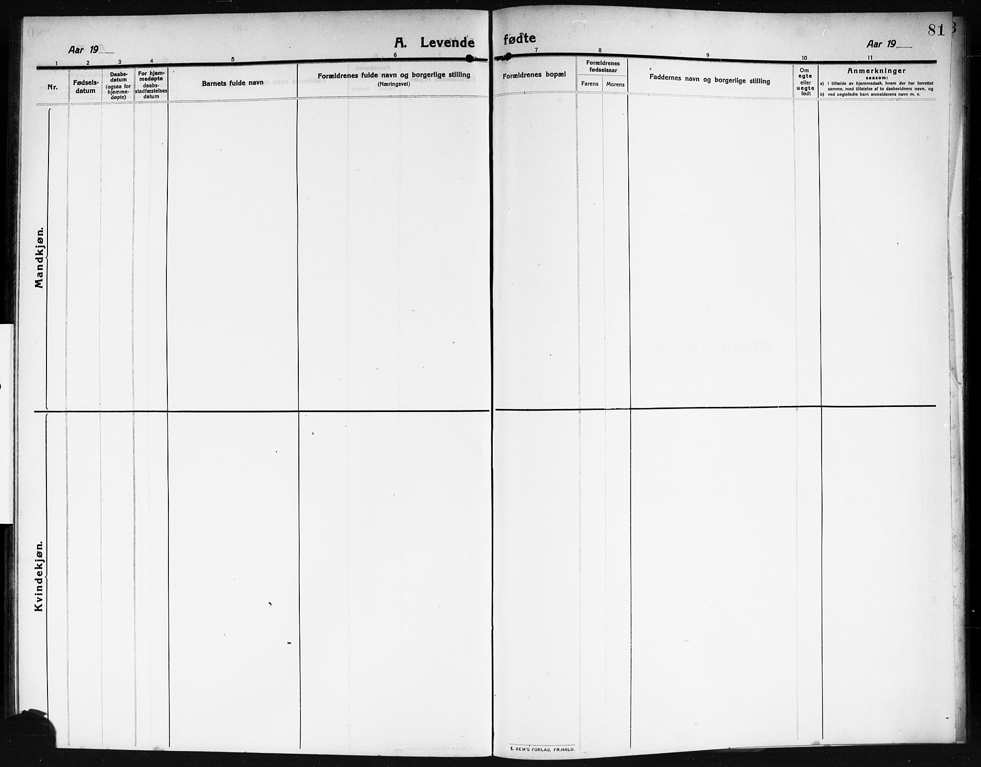 Rolvsøy prestekontor Kirkebøker, AV/SAO-A-2004/G/Ga/L0001: Klokkerbok nr. 1, 1911-1920, s. 81