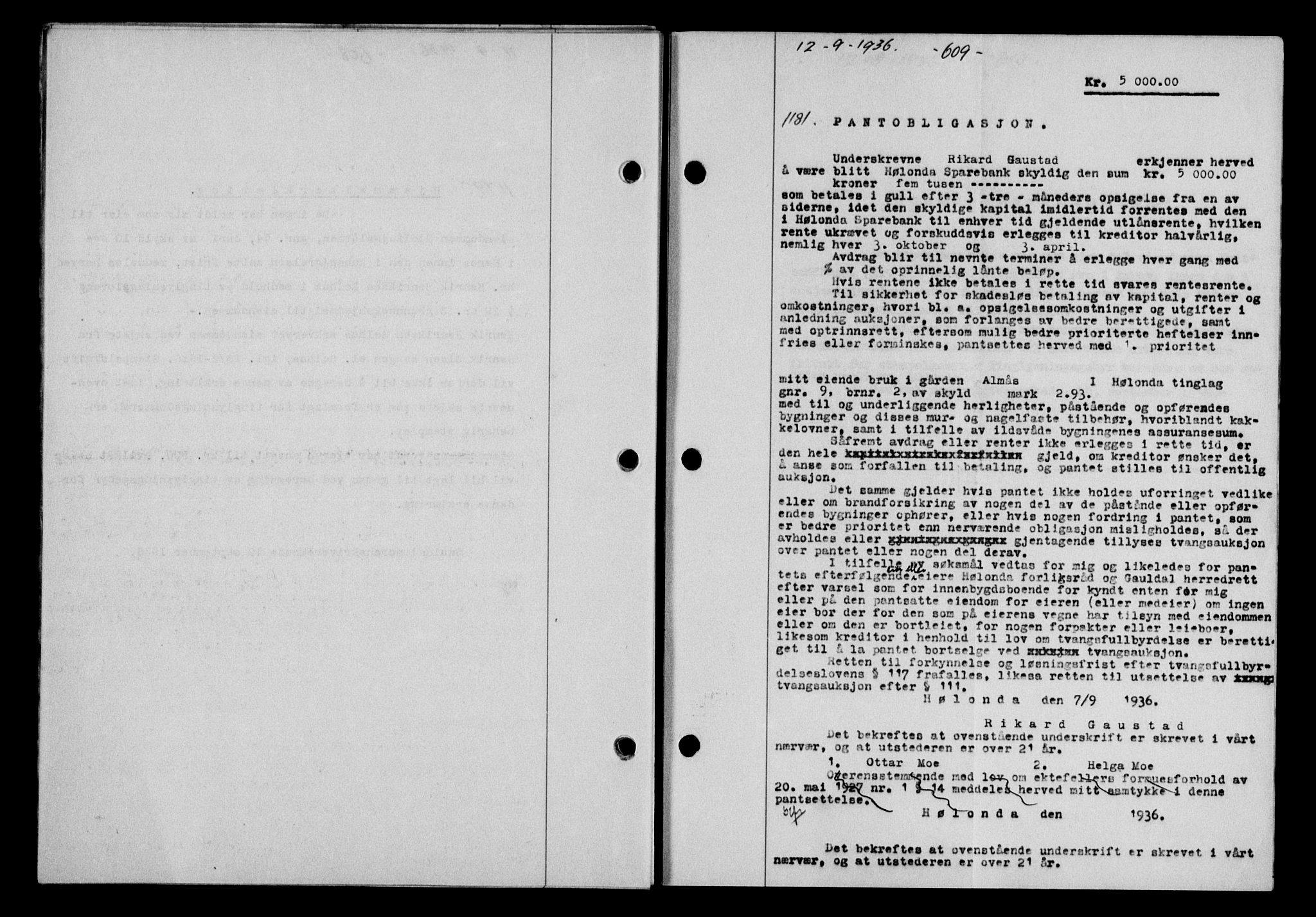 Gauldal sorenskriveri, SAT/A-0014/1/2/2C/L0046: Pantebok nr. 49-50, 1936-1937, Dagboknr: 1181/1936