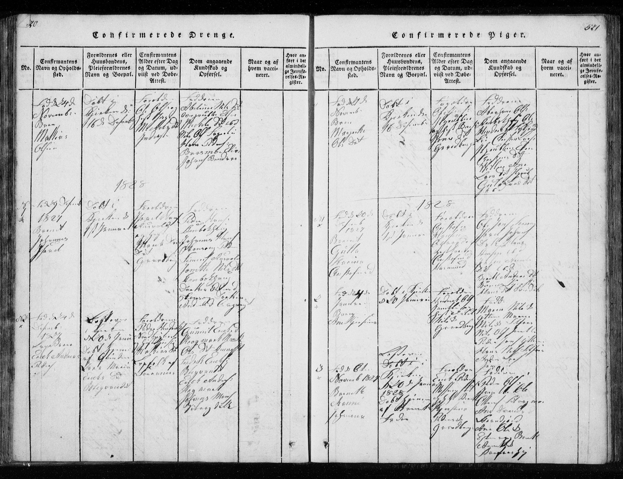 Ministerialprotokoller, klokkerbøker og fødselsregistre - Nordland, SAT/A-1459/827/L0412: Klokkerbok nr. 827C01, 1820-1841, s. 520-521
