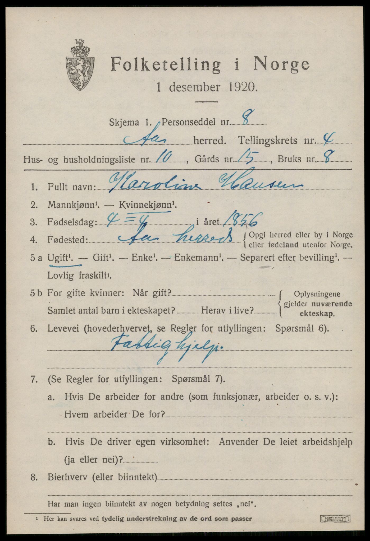 SAT, Folketelling 1920 for 1630 Å herred, 1920, s. 2202