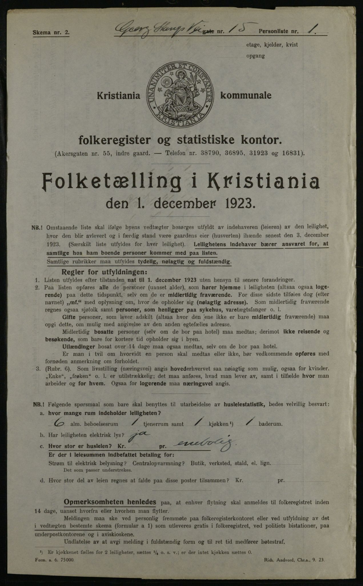 OBA, Kommunal folketelling 1.12.1923 for Kristiania, 1923, s. 32983