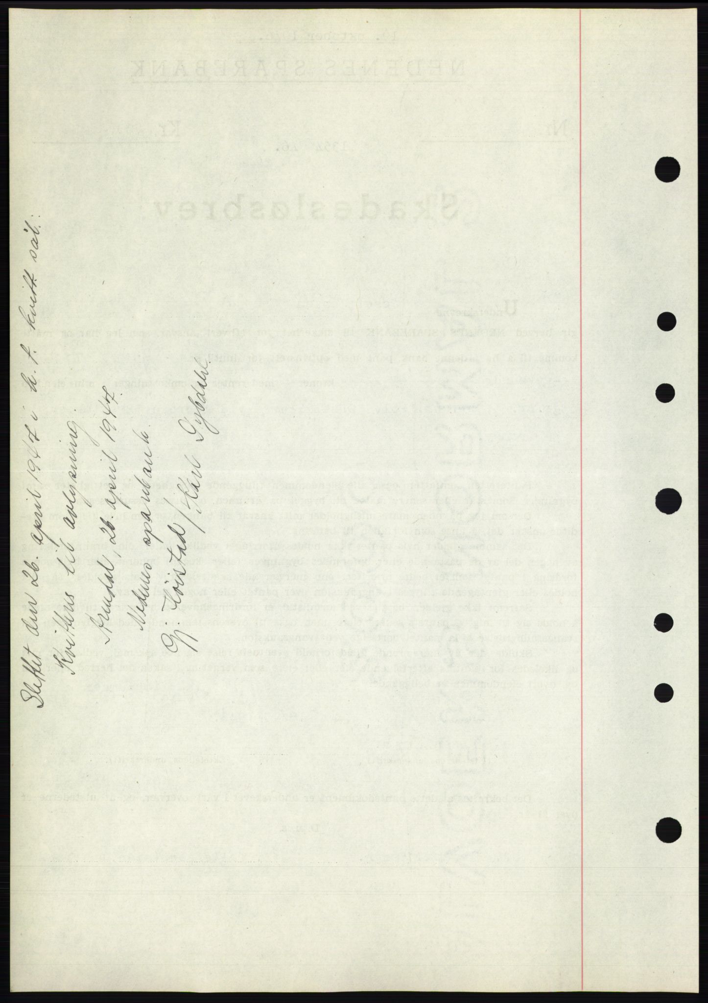 Nedenes sorenskriveri, SAK/1221-0006/G/Gb/Gbb/L0003: Pantebok nr. B3b, 1946-1946, Dagboknr: 1354/1946
