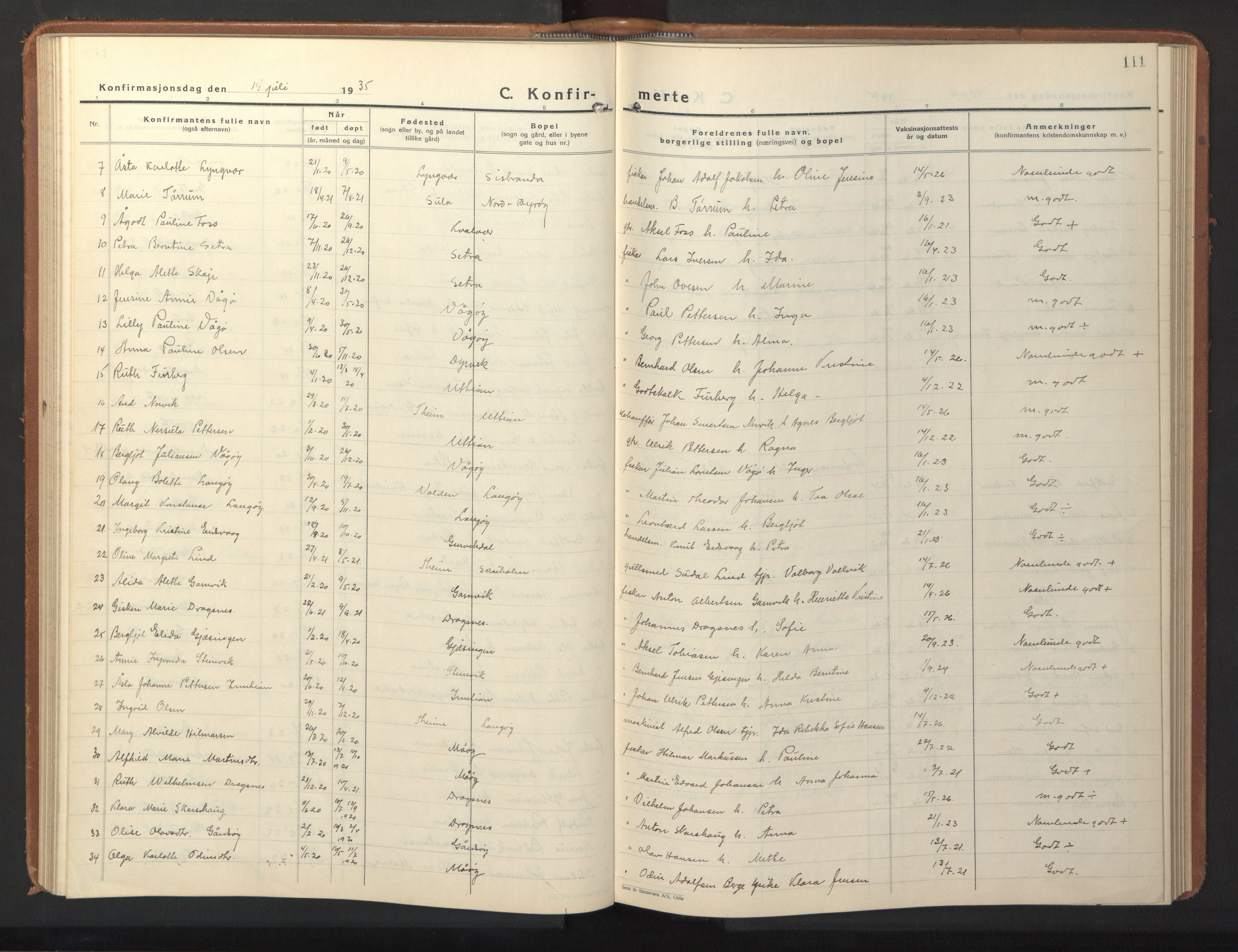 Ministerialprotokoller, klokkerbøker og fødselsregistre - Sør-Trøndelag, AV/SAT-A-1456/640/L0590: Klokkerbok nr. 640C07, 1935-1948, s. 111