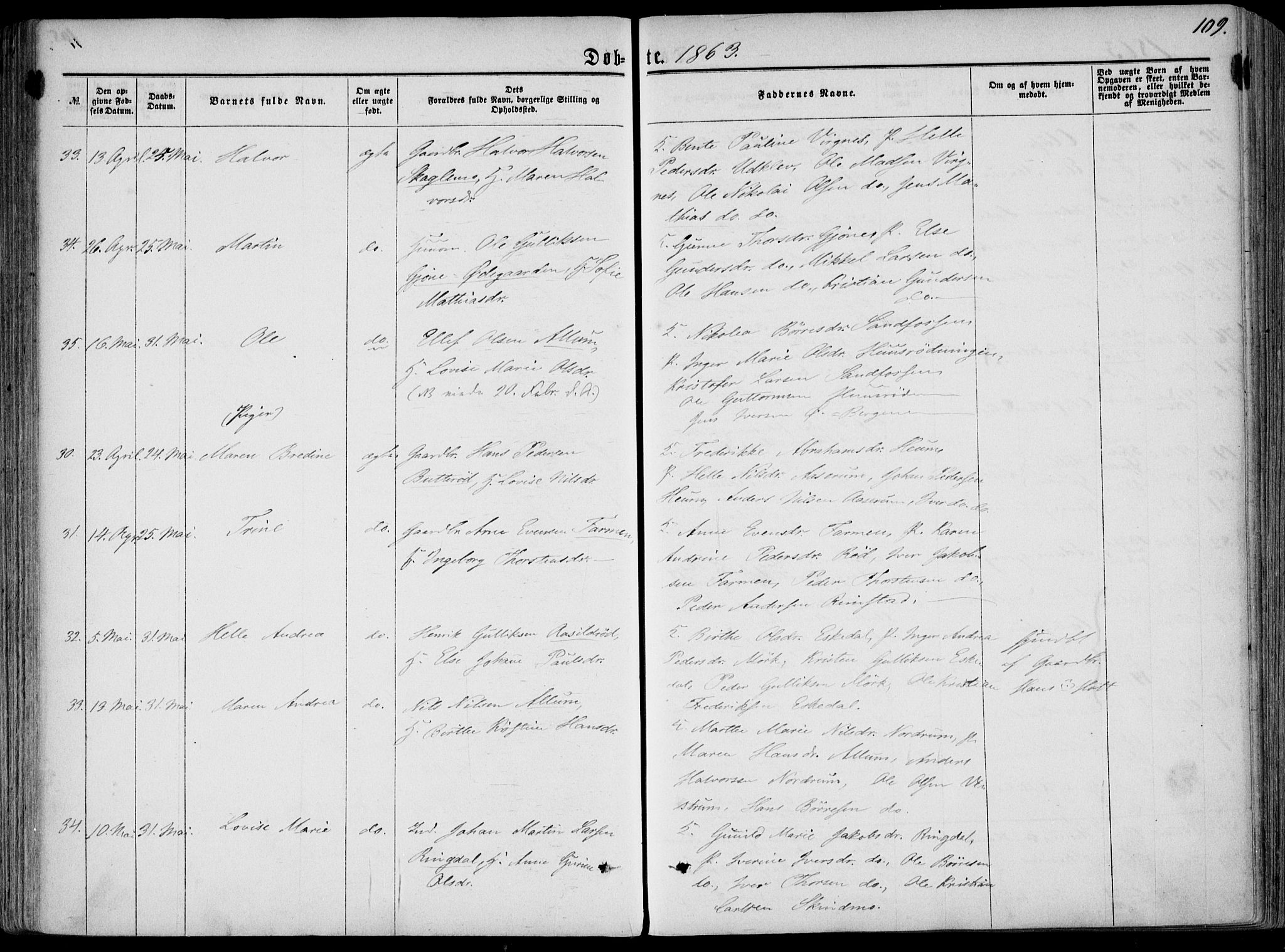 Hedrum kirkebøker, AV/SAKO-A-344/F/Fa/L0007: Ministerialbok nr. I 7, 1857-1868, s. 109