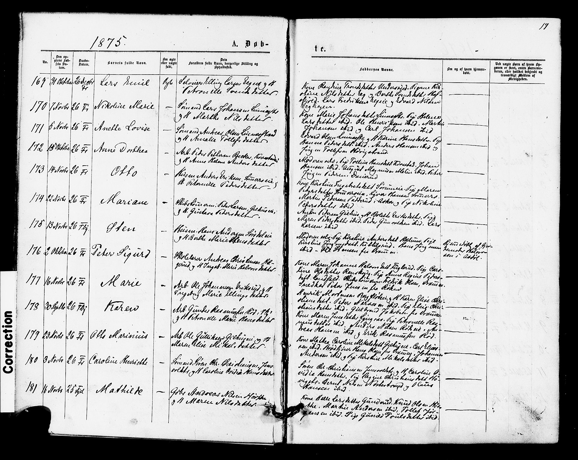 Lier kirkebøker, AV/SAKO-A-230/F/Fa/L0014: Ministerialbok nr. I 14, 1875-1882, s. 17