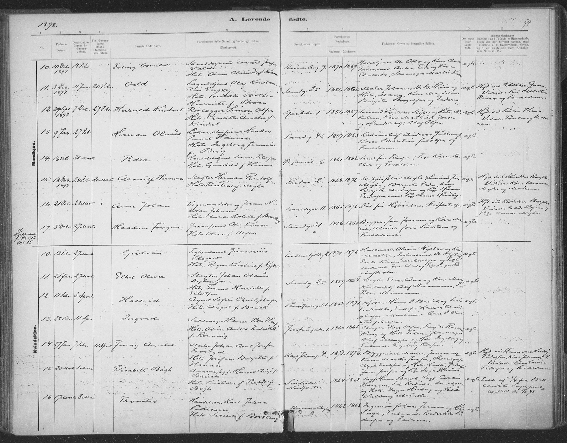 Ministerialprotokoller, klokkerbøker og fødselsregistre - Sør-Trøndelag, AV/SAT-A-1456/602/L0122: Ministerialbok nr. 602A20, 1892-1908, s. 54