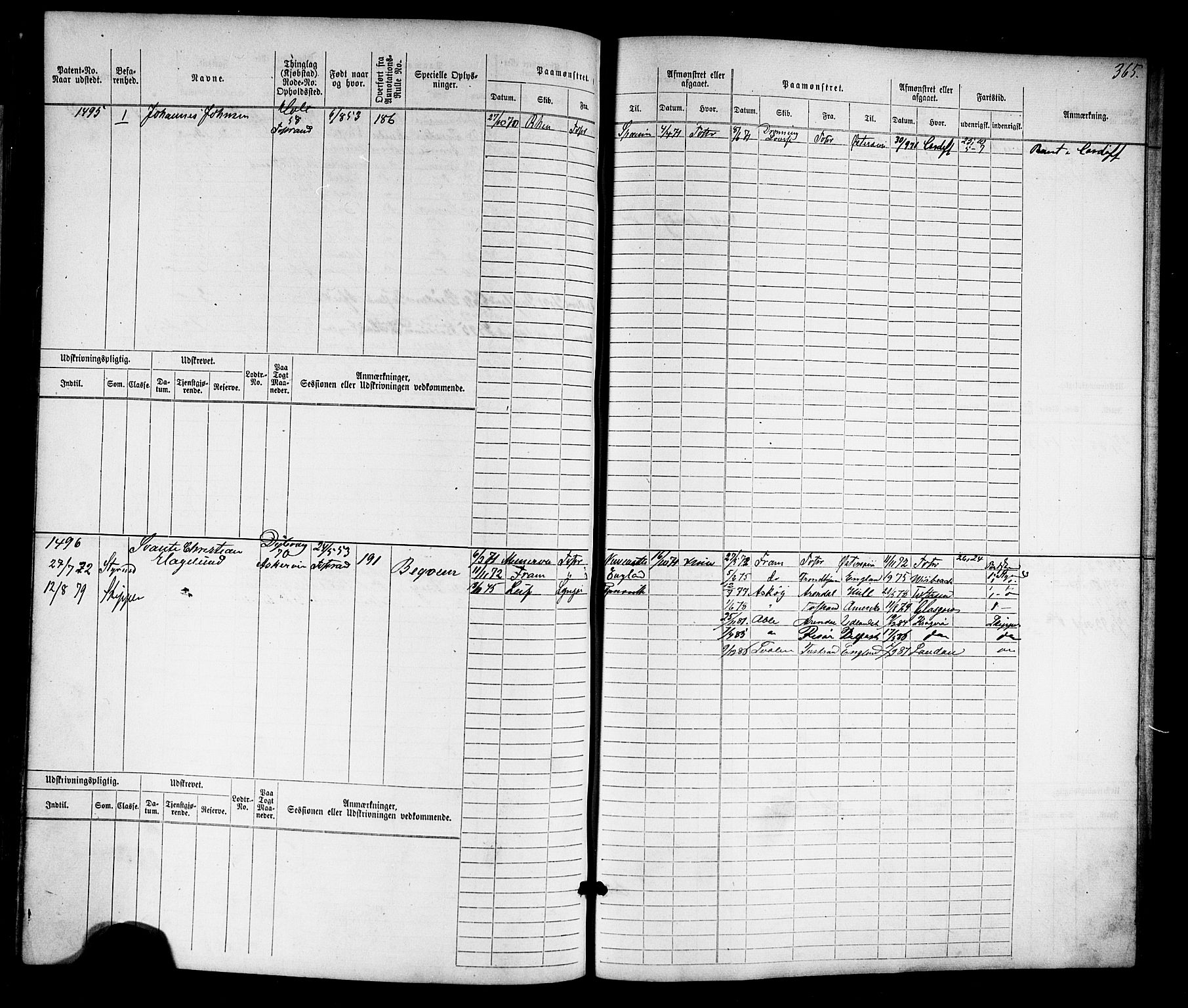 Tvedestrand mønstringskrets, AV/SAK-2031-0011/F/Fb/L0016: Hovedrulle nr 767-1532, U-32, 1869-1910, s. 377