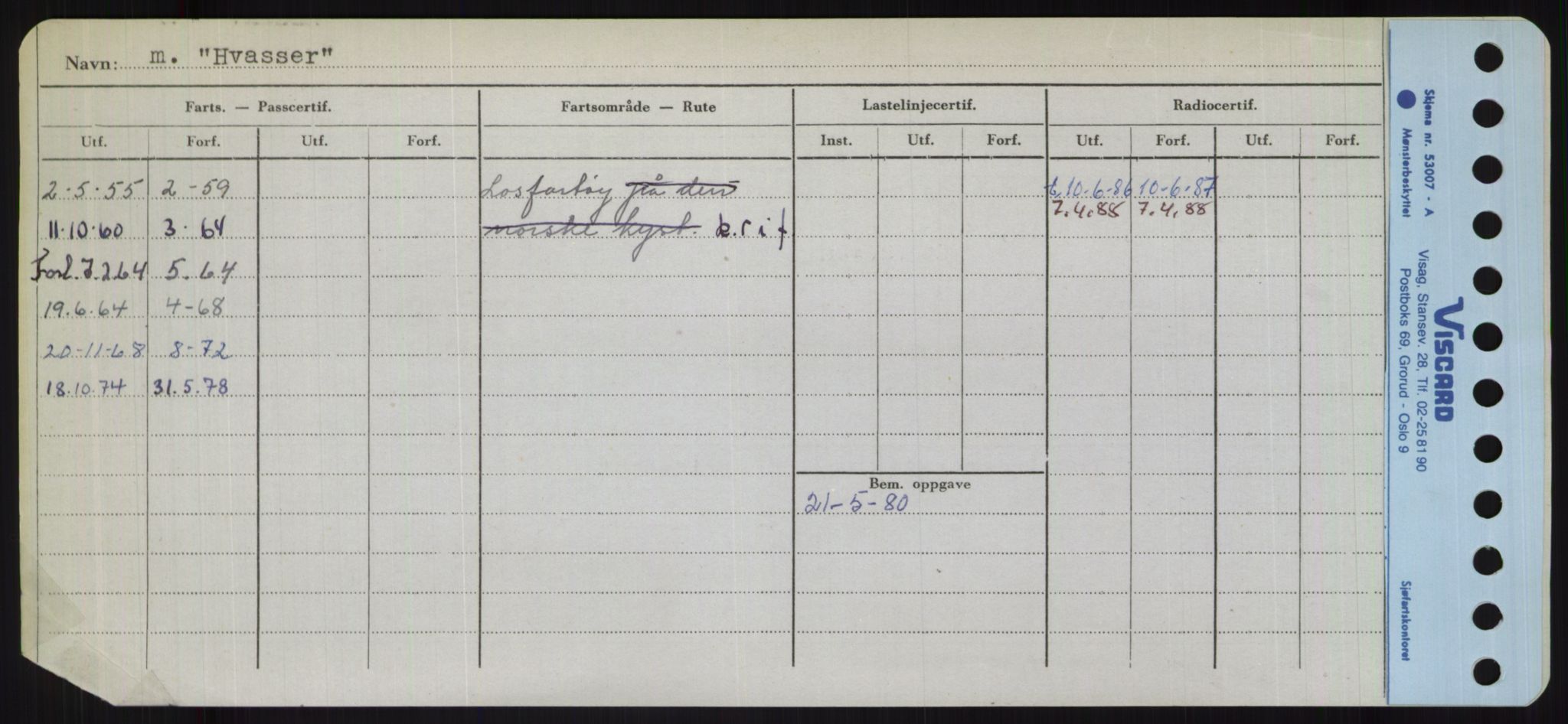 Sjøfartsdirektoratet med forløpere, Skipsmålingen, RA/S-1627/H/Ha/L0003/0001: Fartøy, Hilm-Mar / Fartøy, Hilm-Kol, s. 160