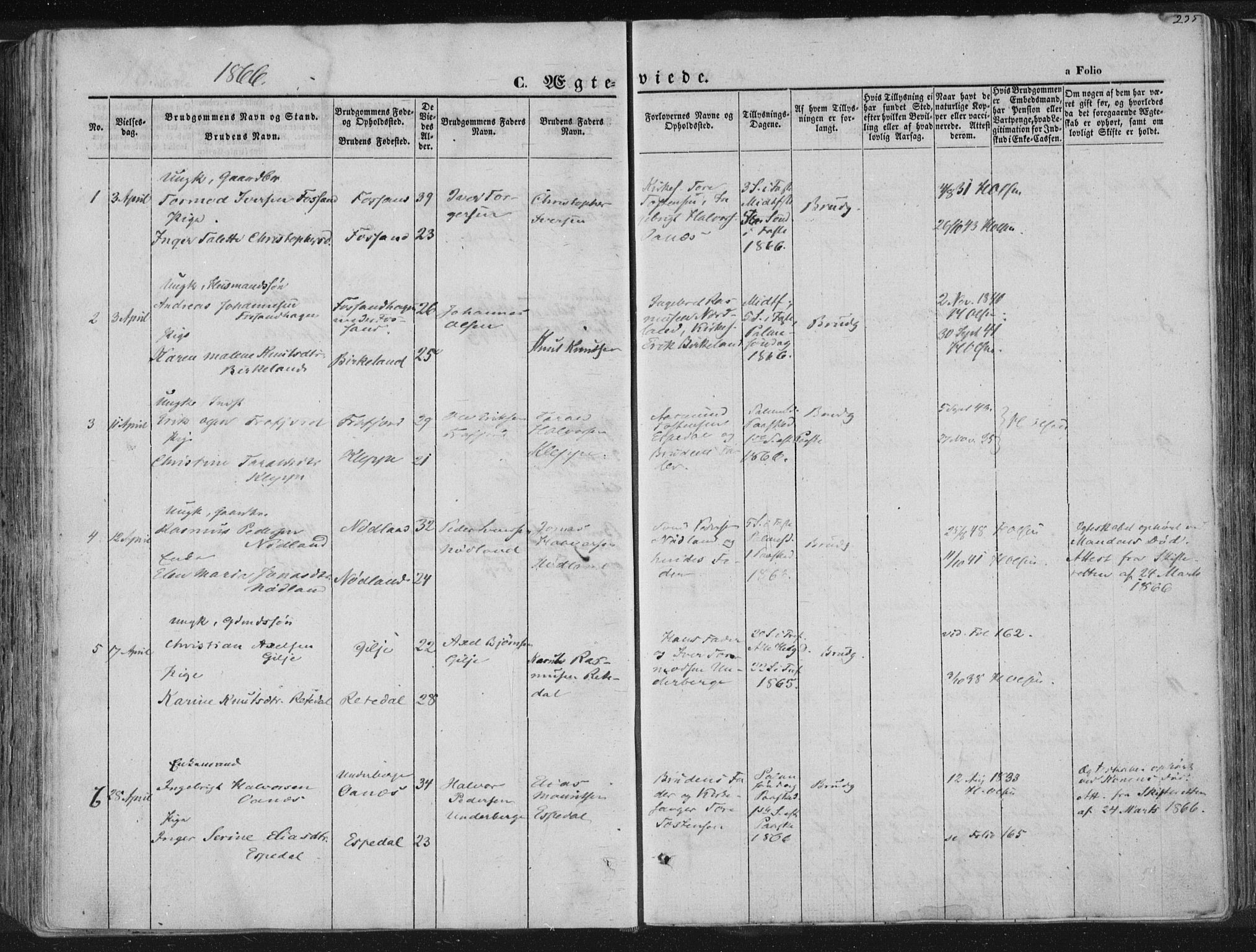 Høgsfjord sokneprestkontor, AV/SAST-A-101624/H/Ha/Haa/L0001: Ministerialbok nr. A 1, 1854-1875, s. 235