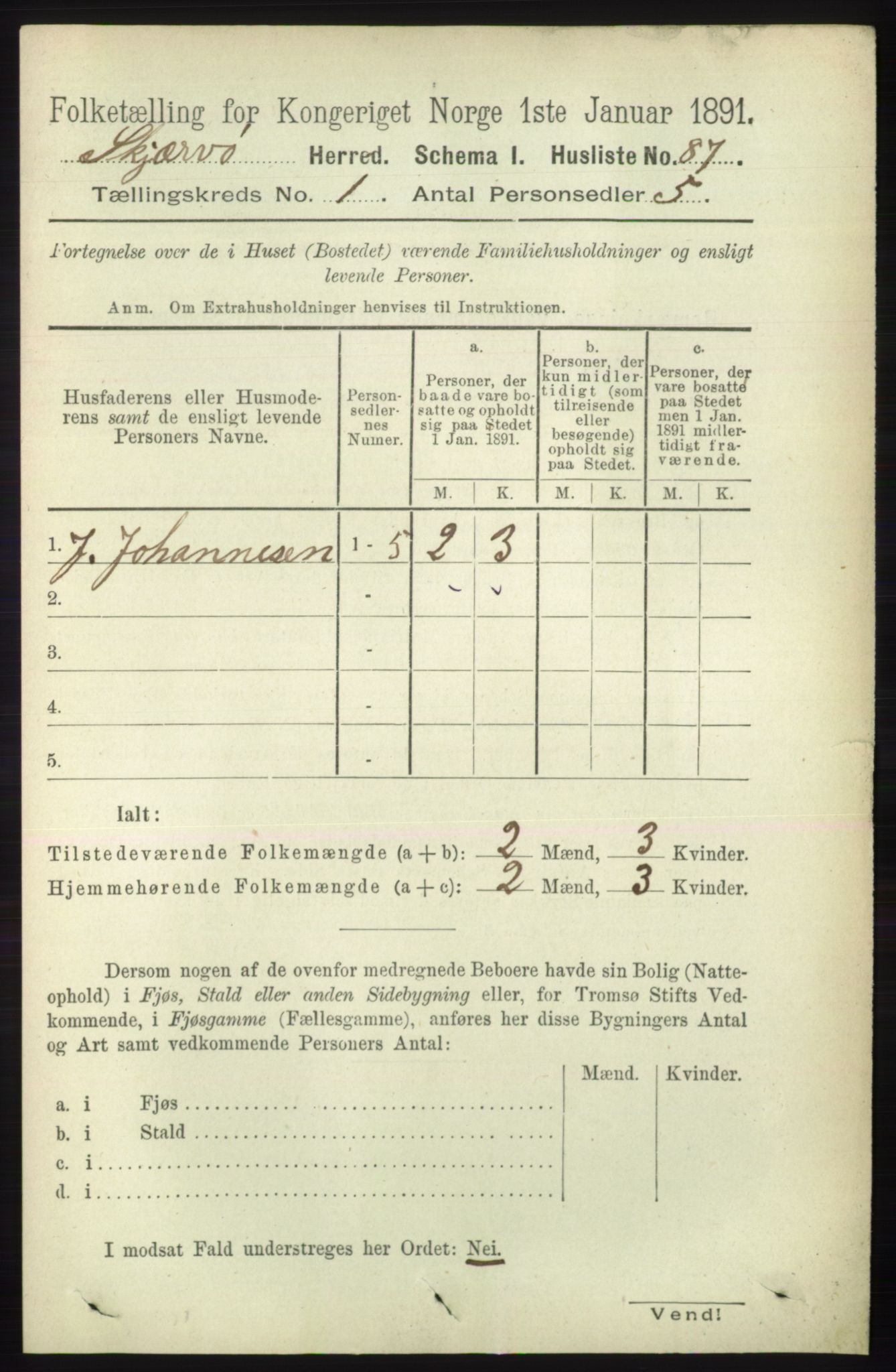 RA, Folketelling 1891 for 1941 Skjervøy herred, 1891, s. 105