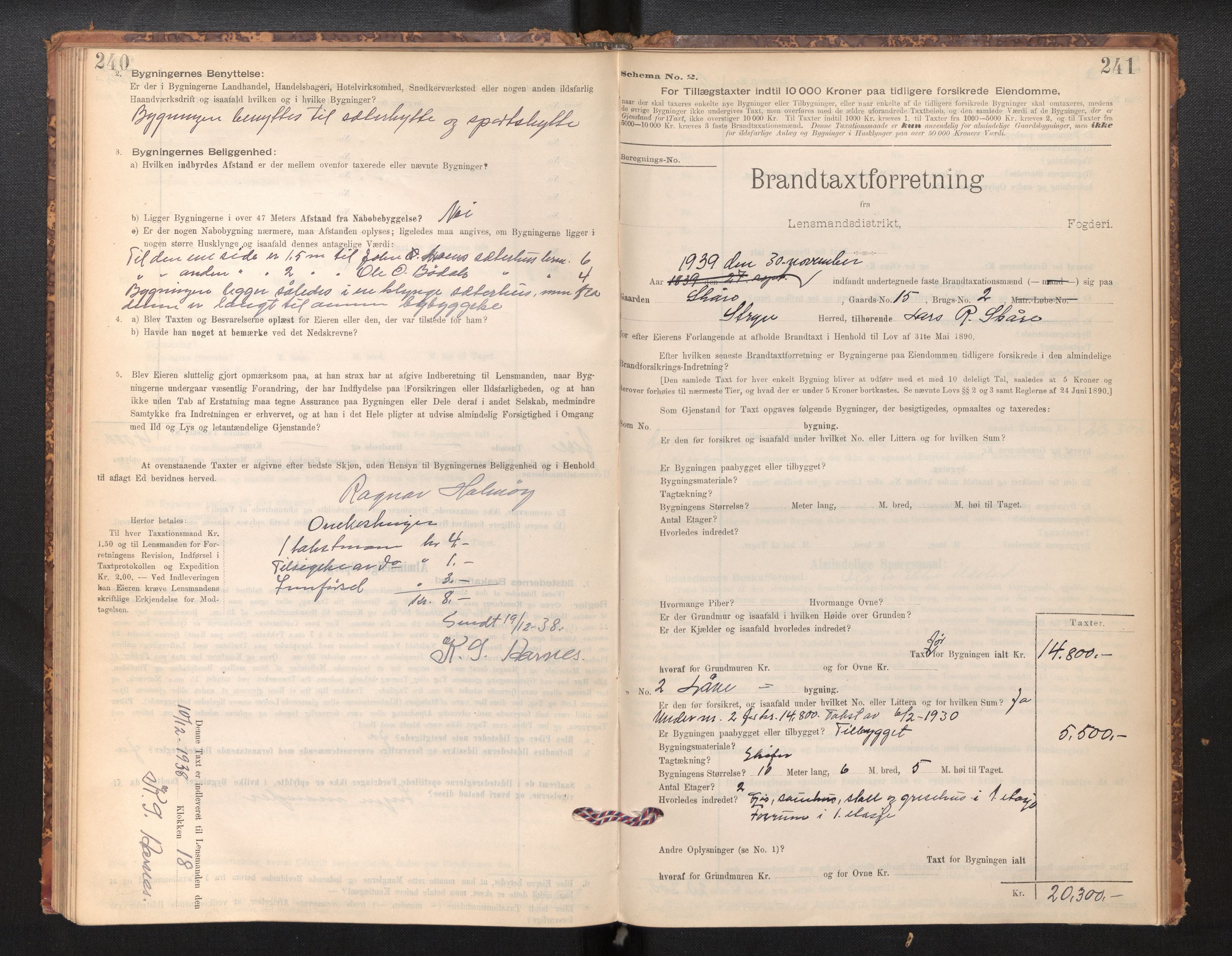 Lensmannen i Stryn og Innvik, SAB/A-30201/0012/L0002: Branntakstprotokoll, skjematakst, 1894-1942, s. 240-241