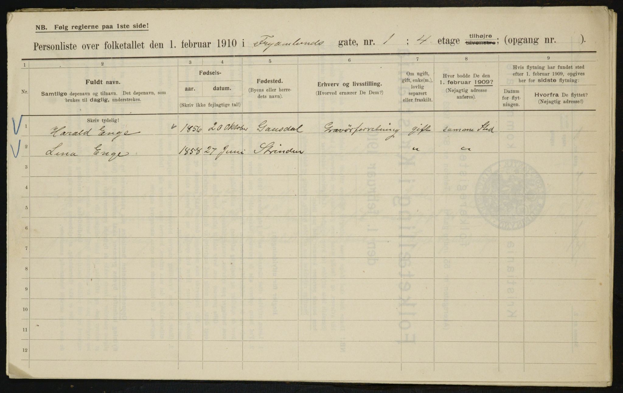 OBA, Kommunal folketelling 1.2.1910 for Kristiania, 1910, s. 26174