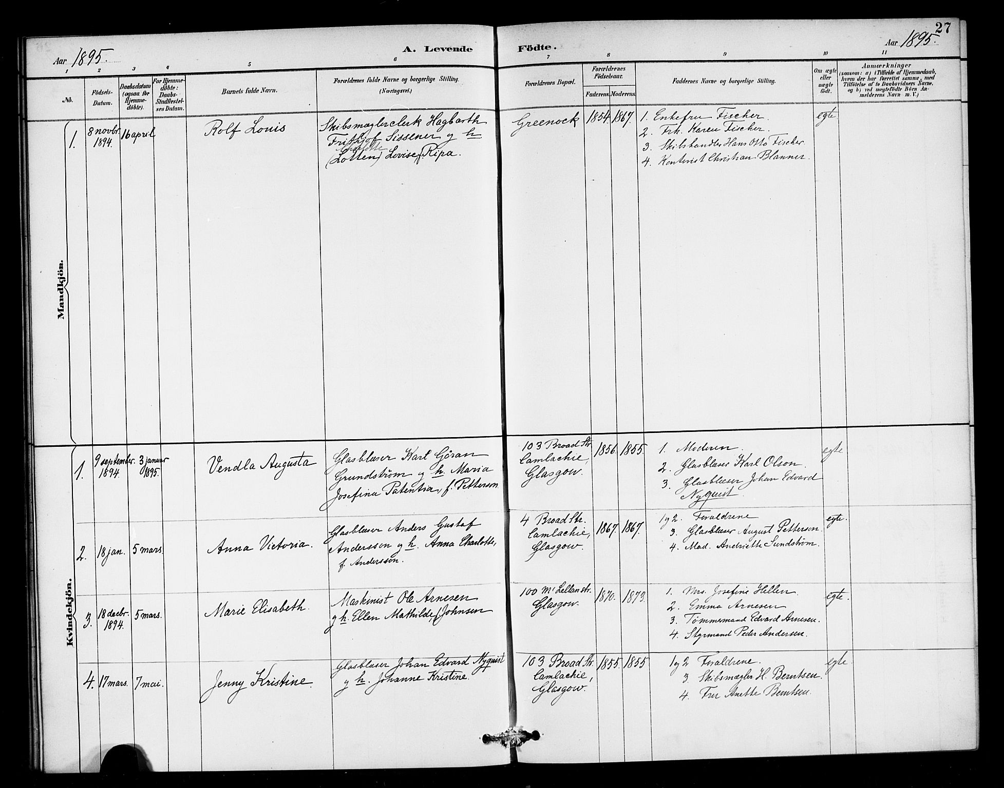 Den norske sjømannsmisjon i utlandet/Skotske havner (Leith, Glasgow), SAB/SAB/PA-0100/H/Ha/Haa/L0003: Ministerialbok nr. A 3, 1887-1898, s. 27