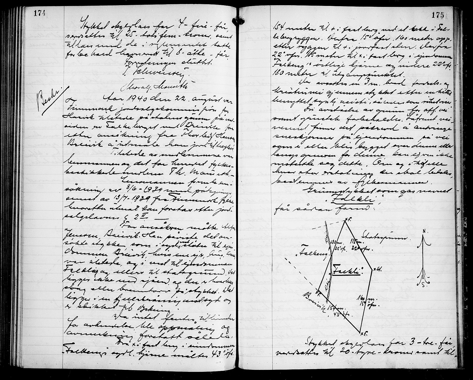 Lensmannen i Hasvik (hos Finnmarkseiendommen)*, FIEI/-, 1938-1944, s. 174-175