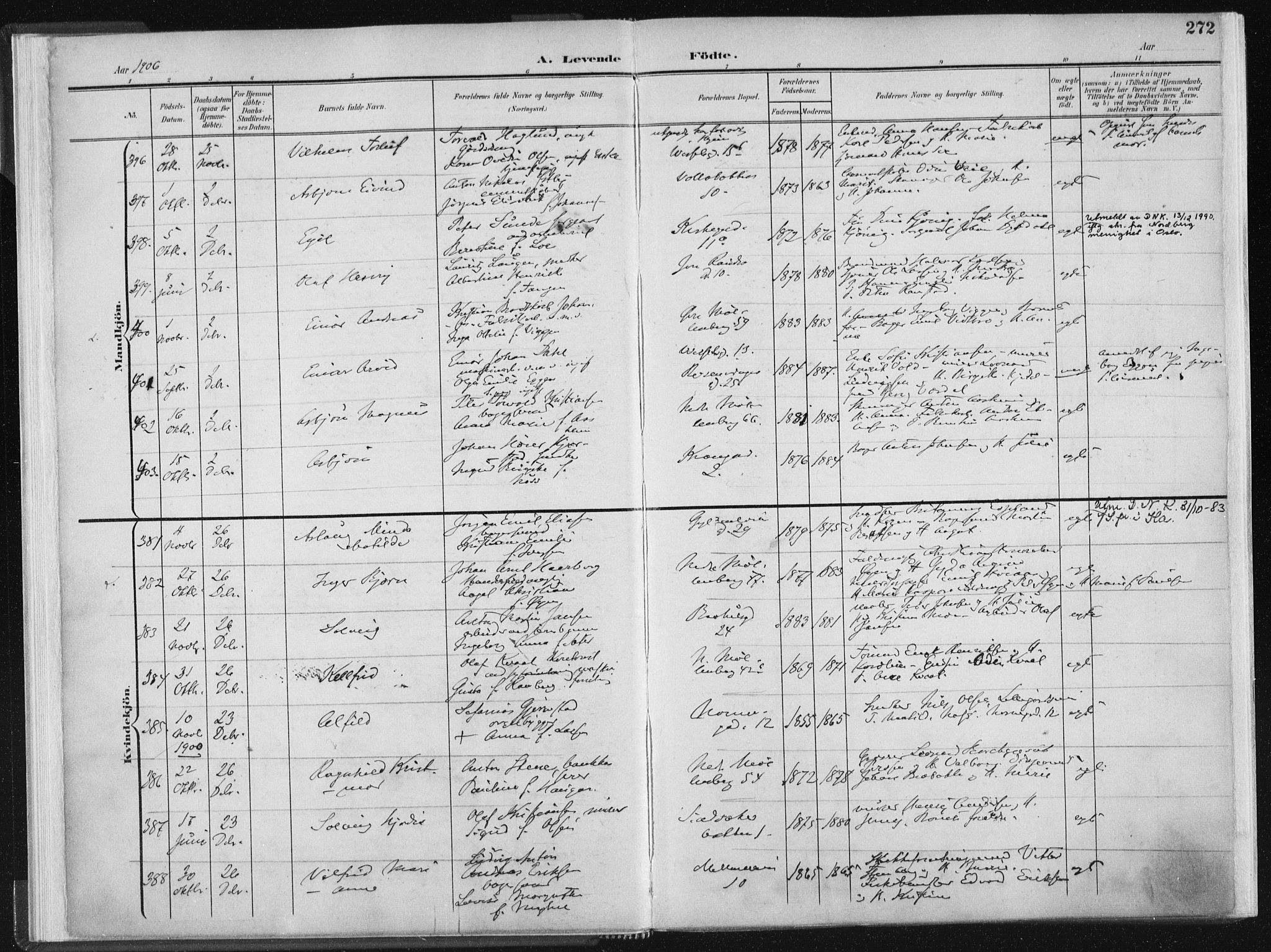 Ministerialprotokoller, klokkerbøker og fødselsregistre - Sør-Trøndelag, SAT/A-1456/604/L0200: Ministerialbok nr. 604A20II, 1901-1908, s. 272