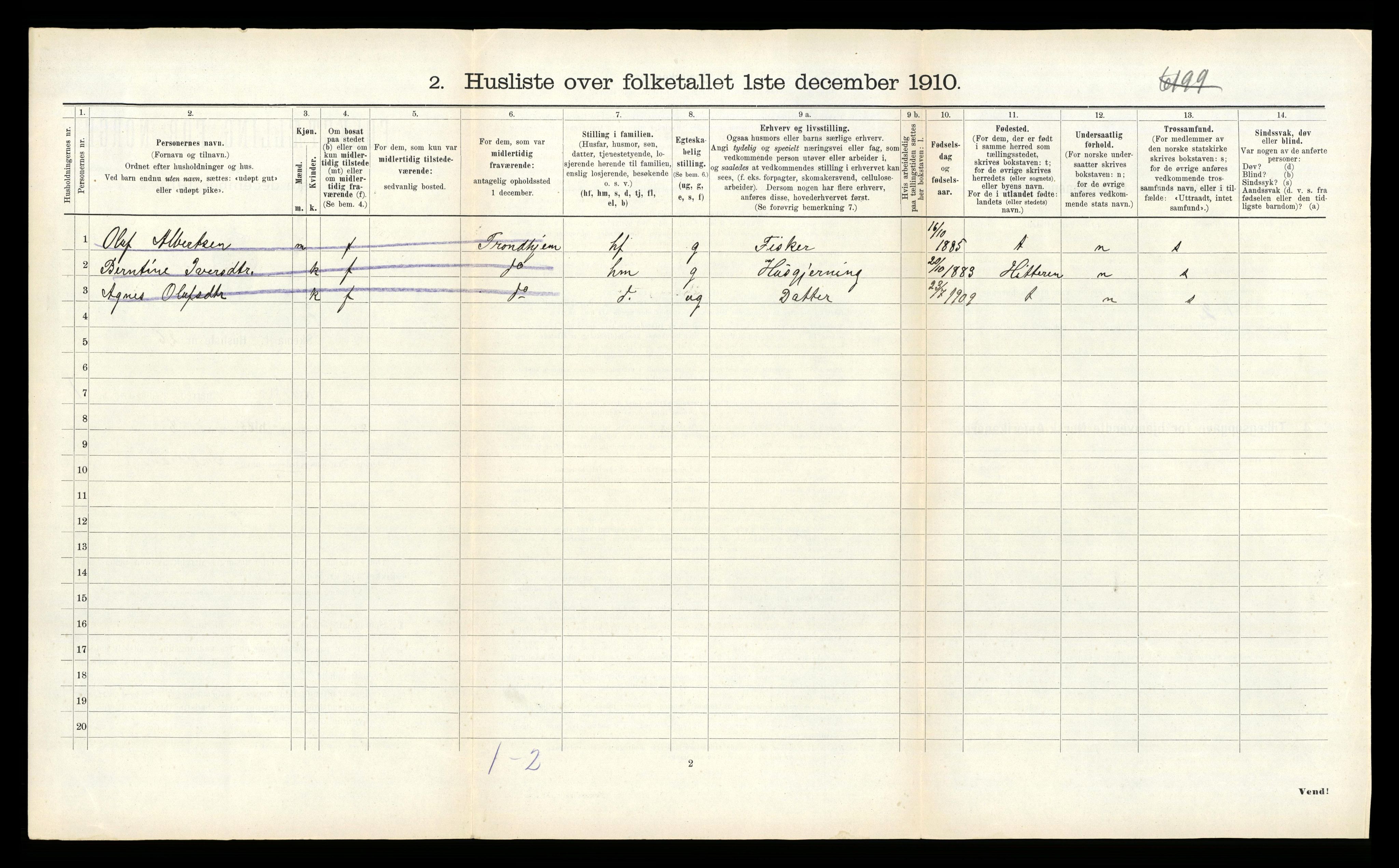 RA, Folketelling 1910 for 1620 Nord-Frøya herred, 1910, s. 105