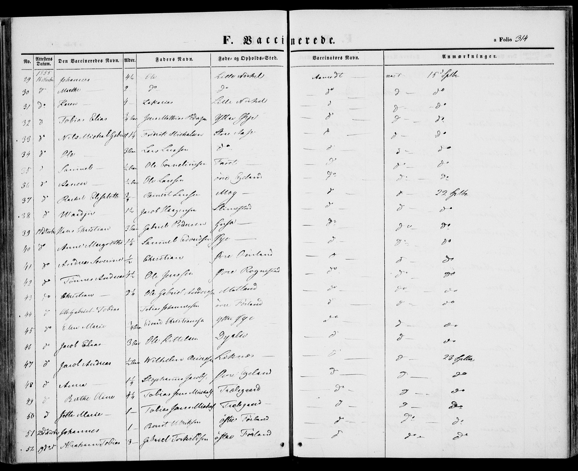 Kvinesdal sokneprestkontor, AV/SAK-1111-0026/F/Fa/Fab/L0005: Ministerialbok nr. A 5, 1844-1857, s. 314