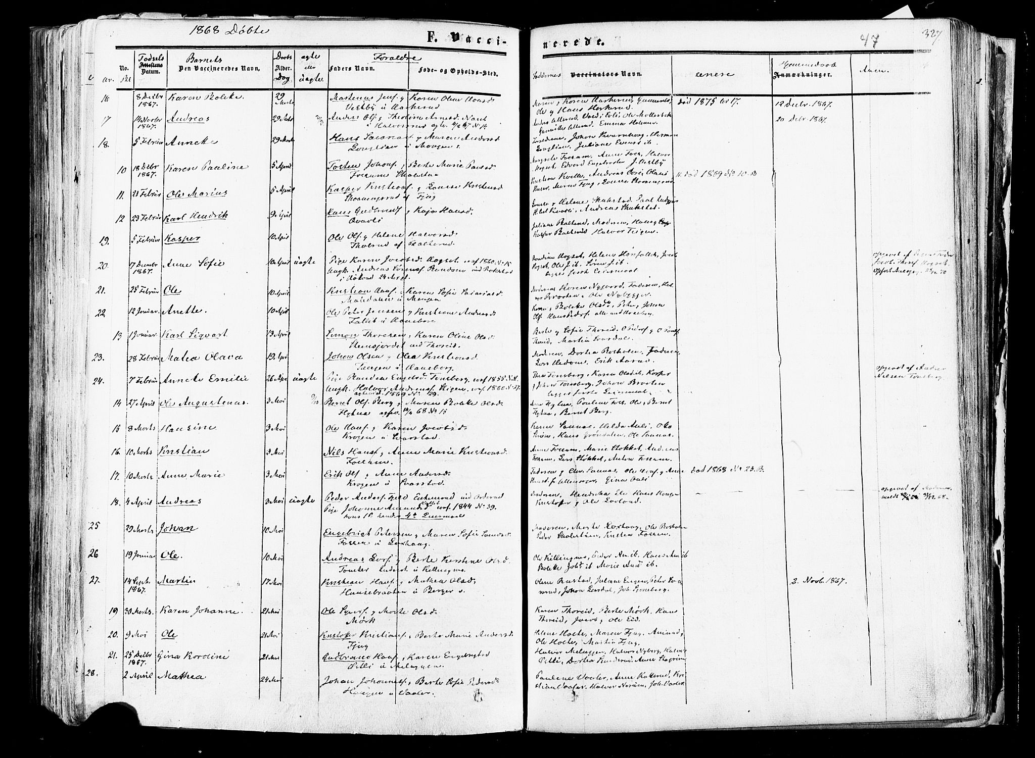 Aurskog prestekontor Kirkebøker, SAO/A-10304a/F/Fa/L0007: Ministerialbok nr. I 7, 1854-1877, s. 327