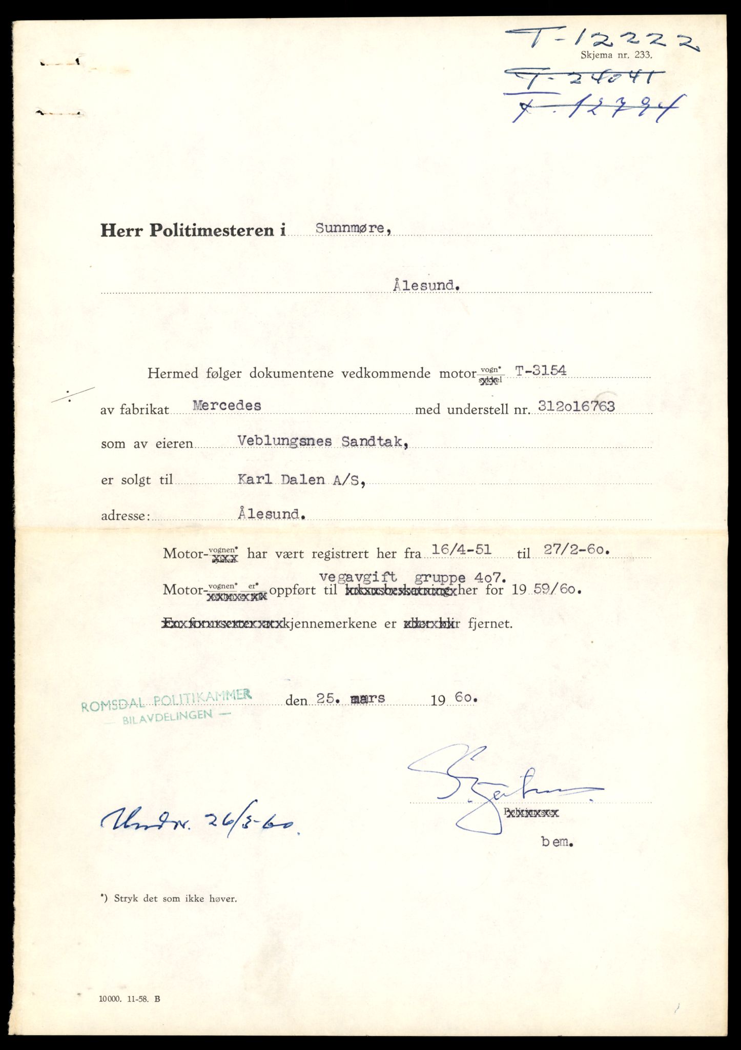 Møre og Romsdal vegkontor - Ålesund trafikkstasjon, AV/SAT-A-4099/F/Fe/L0033: Registreringskort for kjøretøy T 12151 - T 12474, 1927-1998, s. 1845