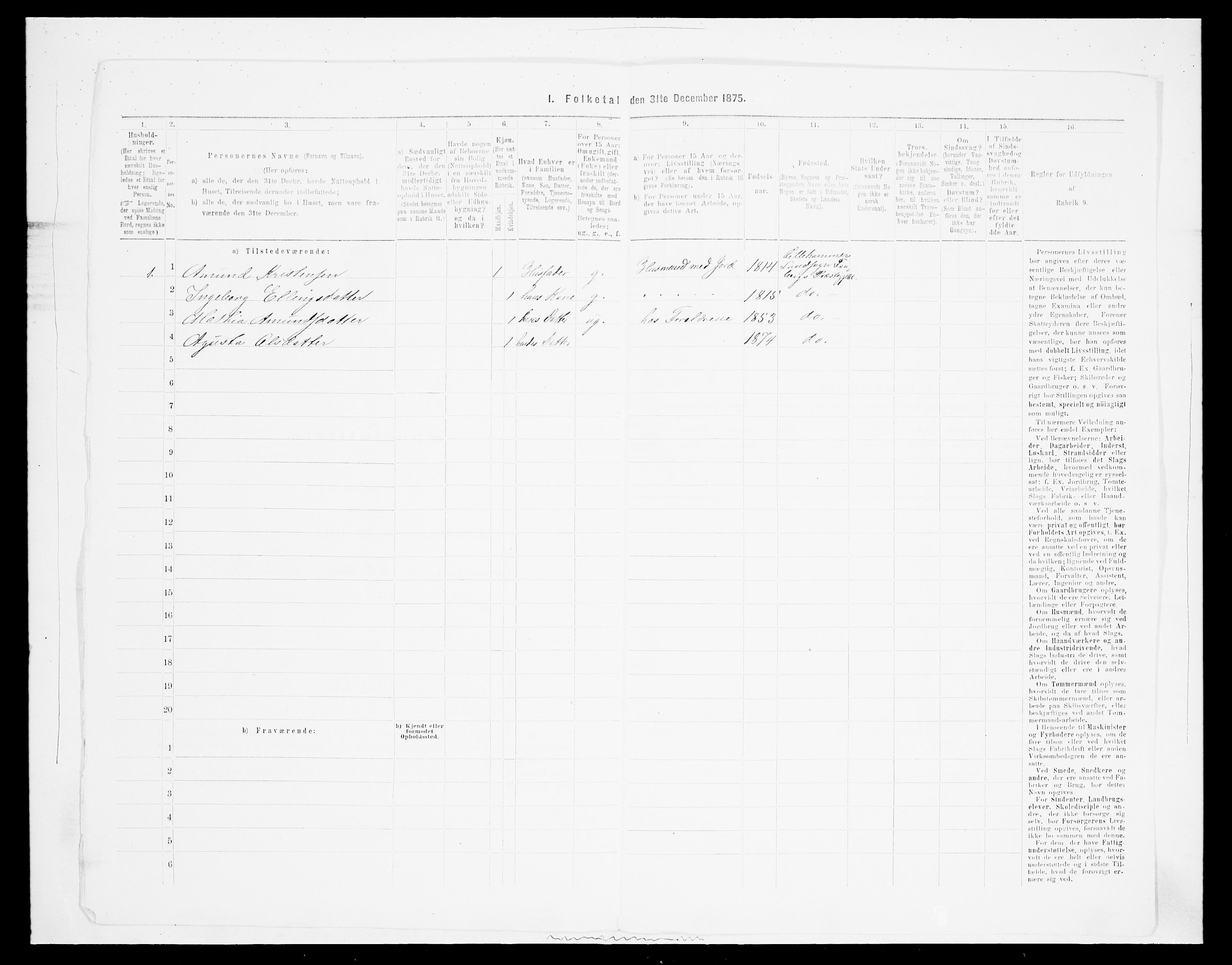 SAH, Folketelling 1875 for 0524L Fåberg prestegjeld, Fåberg sokn og Lillehammer landsokn, 1875, s. 687