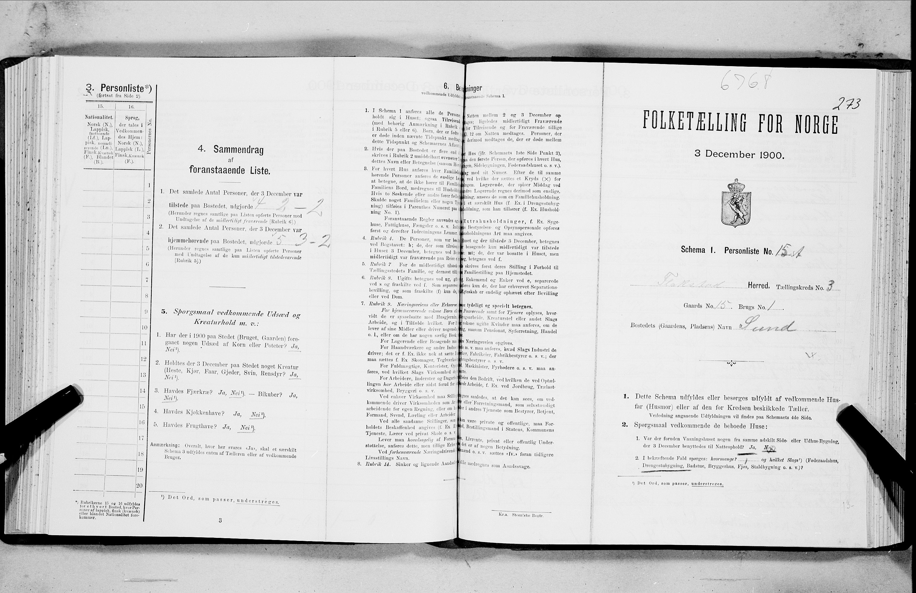 SAT, Folketelling 1900 for 1859 Flakstad herred, 1900, s. 293