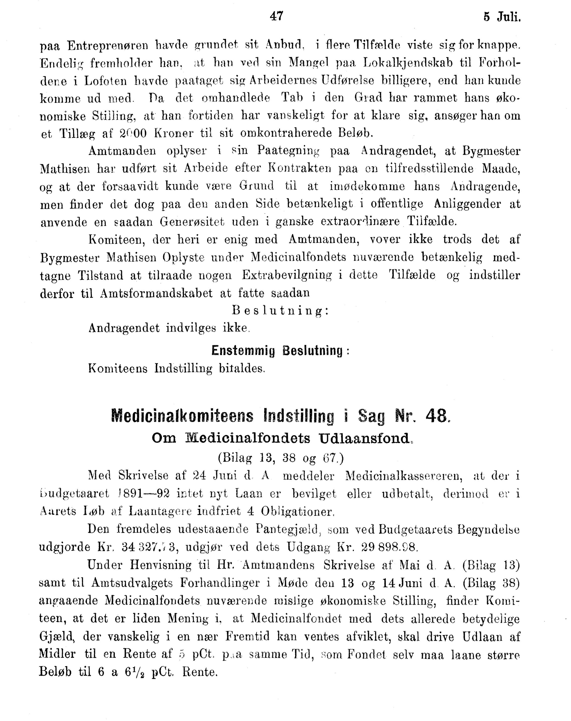 Nordland Fylkeskommune. Fylkestinget, AIN/NFK-17/176/A/Ac/L0016: Fylkestingsforhandlinger 1891-1893, 1891-1893